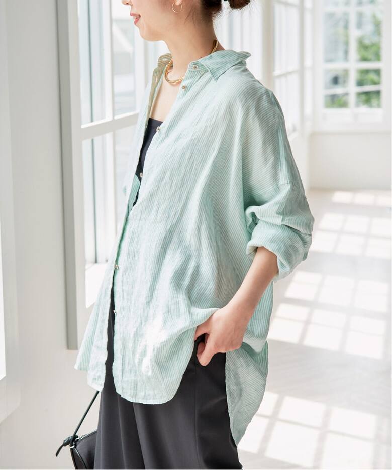 全15色 / 追加3予約》 80リネンカシュクール ビッグシャツ（シャツ 