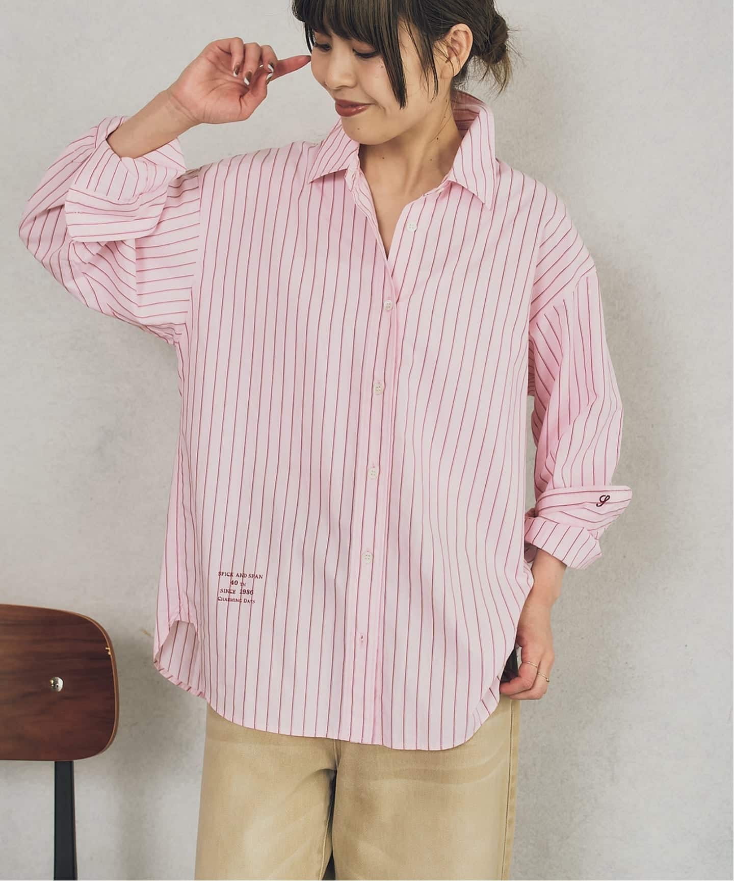 美品　完売品　Spick & Span ピンクストライプ シャツ 長袖 Spick & Span｜スピック＆スパン（レディース／ストライプ）の通販