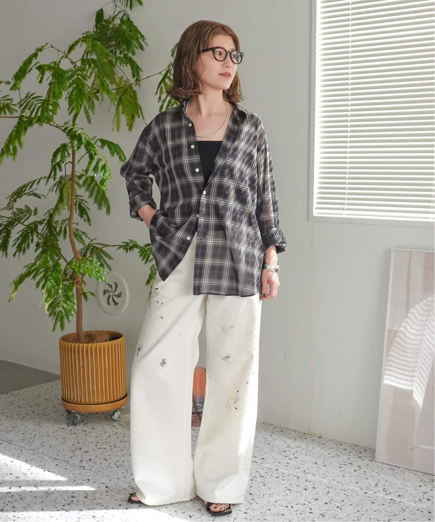 【新品】【2025SS】Spick &amp; Span コットンボイルチェックシャツ Spick＆Span（スピック アンド スパン） ブラウス シャツ コットン