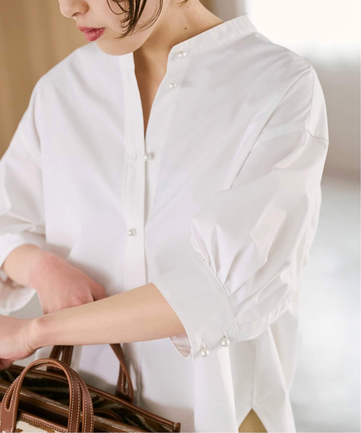 Spick &amp; Span パールボタンギャザースリーブシャツ WEB限定 / 追加》パールボタンギャザースリーブシャツ（シャツ