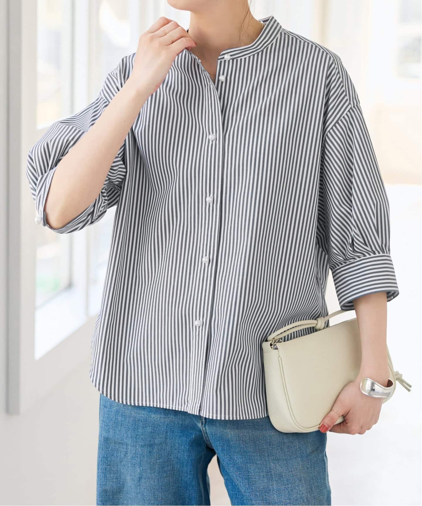 Spick &amp; Span パールボタンギャザースリーブシャツ WEB限定 / 追加2予約》パールボタンギャザースリーブシャツ（シャツ