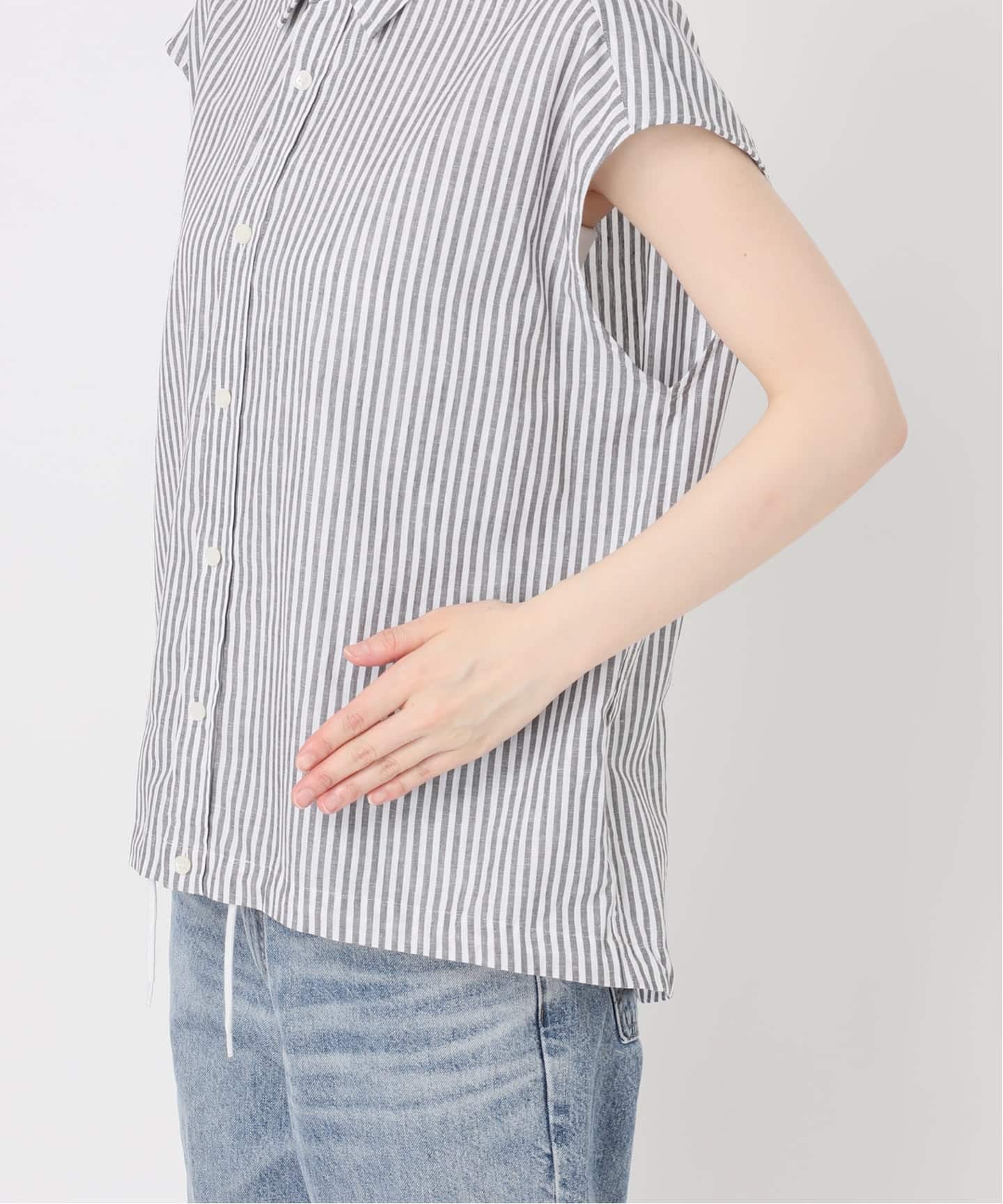 ストライプフレンチヘムギャザーシャツ（シャツ／ブラウス）｜Spick