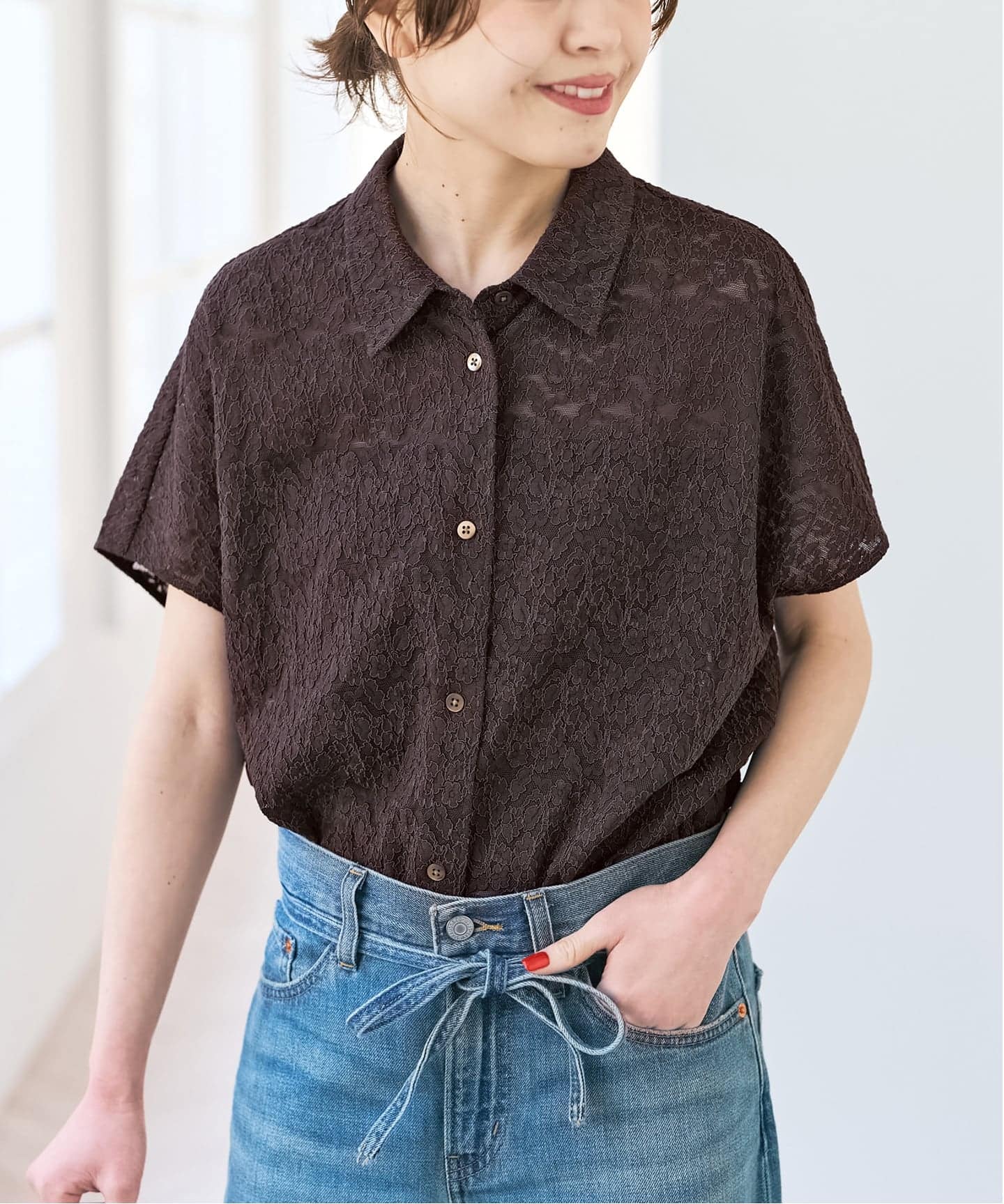 レースフレンチスリーブシャツ（シャツ／ブラウス）｜Spick & Span