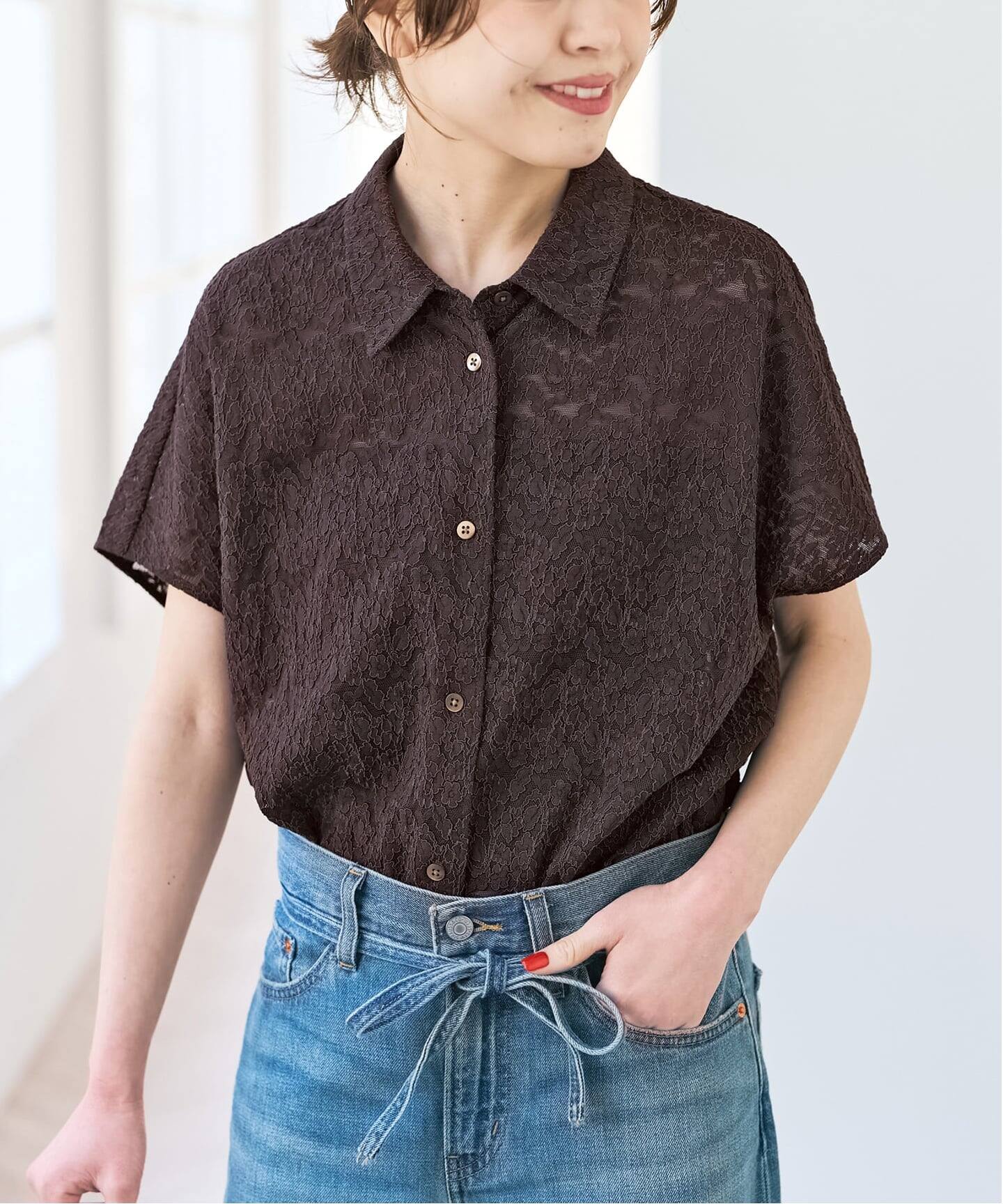 レースフレンチスリーブシャツ（シャツ／ブラウス）｜Spick & Span 