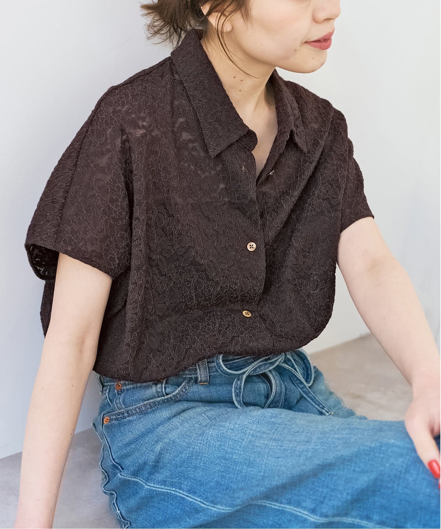 レースフレンチスリーブシャツ（シャツ／ブラウス）｜Spick & Span