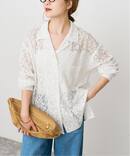 エアリーレースオープンカラーシャツ