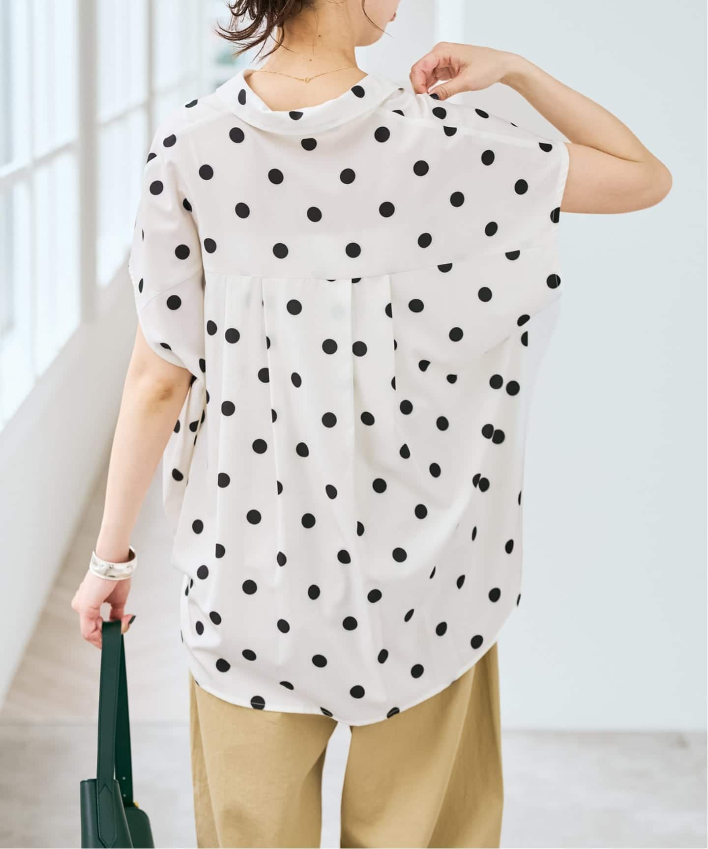ドットフレンチスリーブブラウス　新品 一部店舗+WEB限定 / 追加予約》ドットフレンチスリーブシャツ（シャツ