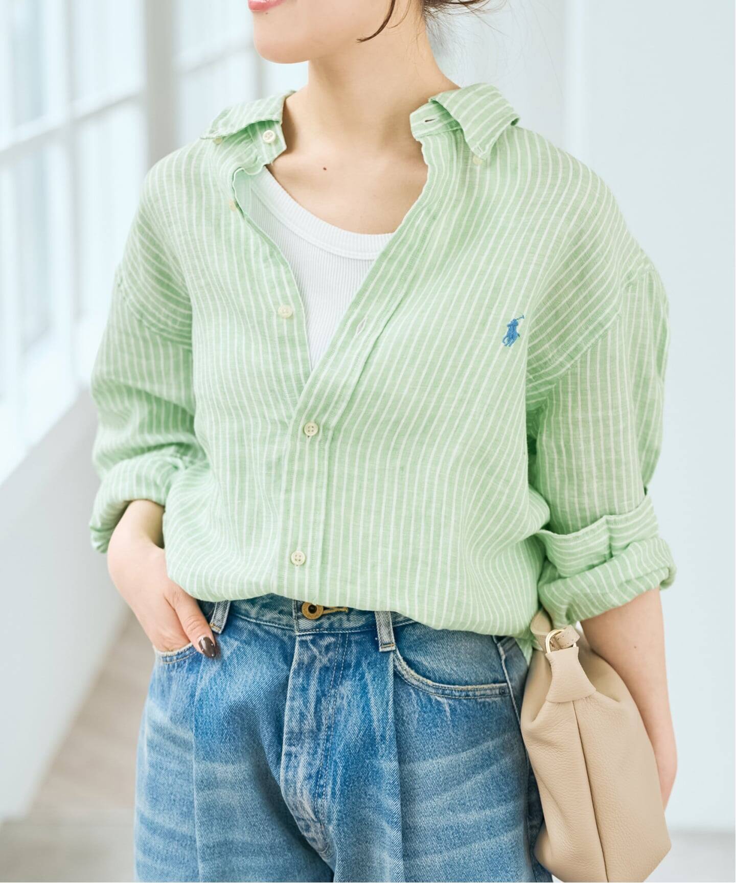 POLO RALPH LAUREN/ポロ ラルフ ローレン LINEN STRIPE SPORT SHIRTS