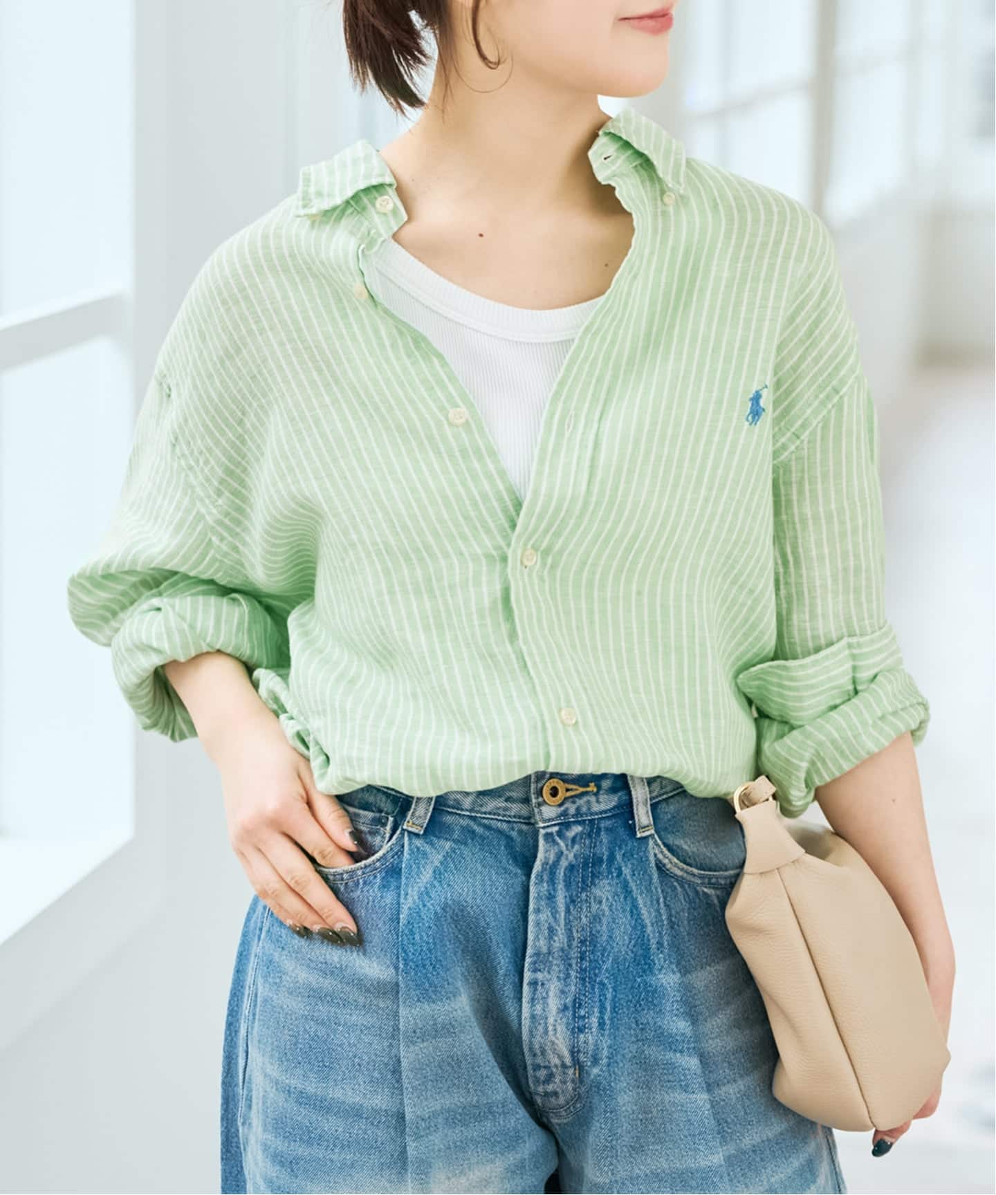 POLO RALPH LAUREN/ポロ ラルフ ローレン LINEN STRIPE SPORT SHIRTS