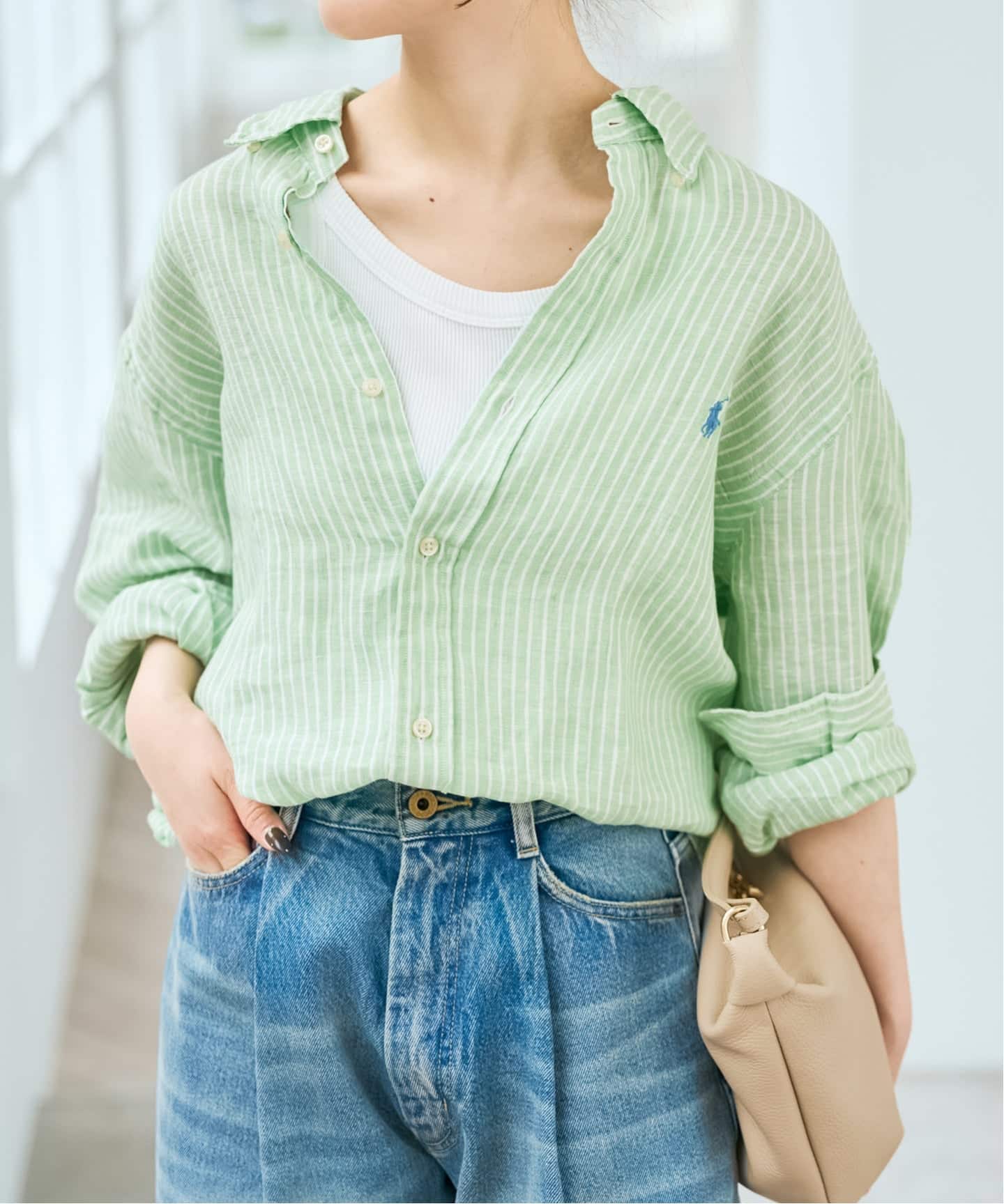POLO RALPH LAUREN/ポロ ラルフ ローレン LINEN STRIPE SPORT SHIRTS