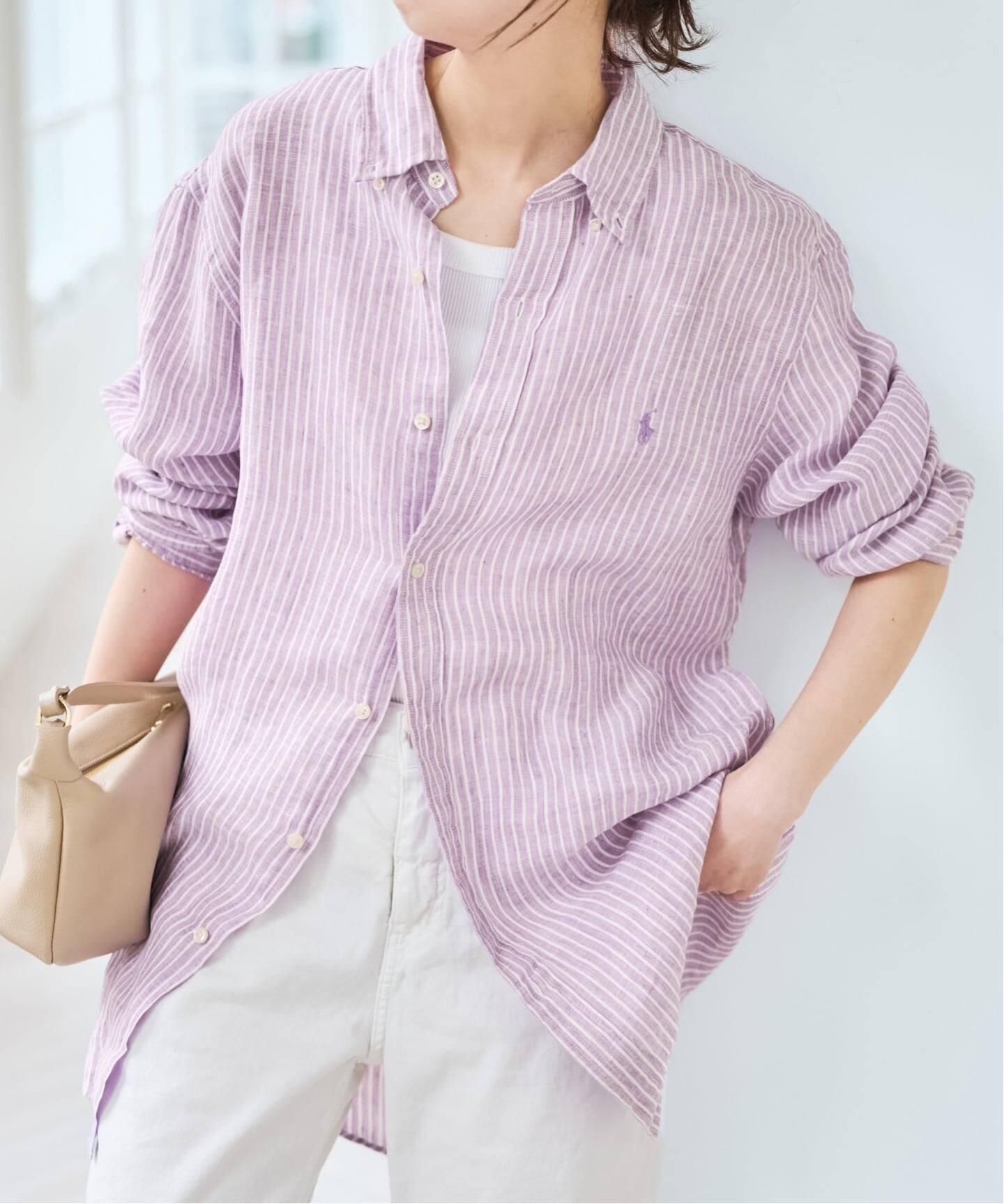 POLO RALPH LAUREN/ポロ ラルフ ローレン LINEN STRIPE SPORT SHIRTS 