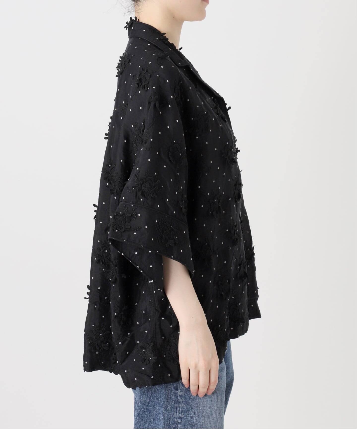 予約》crinkle crinkle crinkle dot 3D embroidery open collar sh