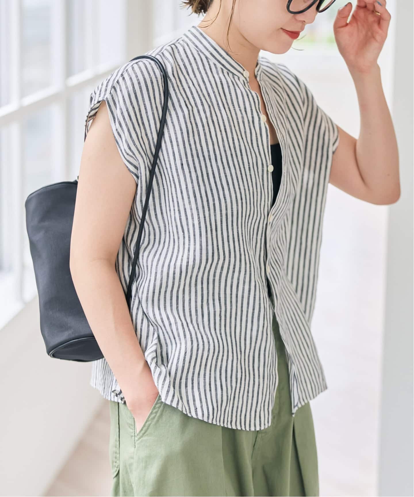 スピック&amp;スパン人気ブランド！！TICCAフレンチスリーブシャツ 予約》TICCA / ティッカ リネンフレンチシャツ（シャツ／ブラウス