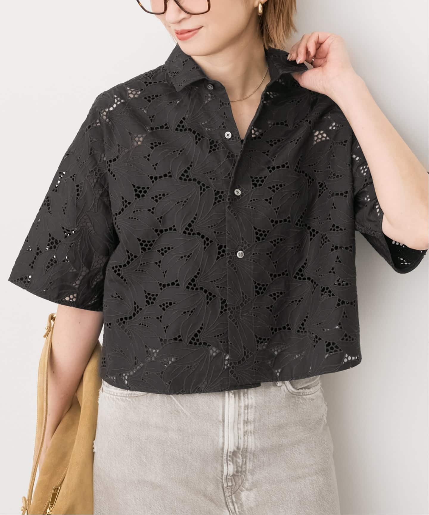 予約》TICCA / ティッカ 別注レース半袖シャツ*（シャツ／ブラウス