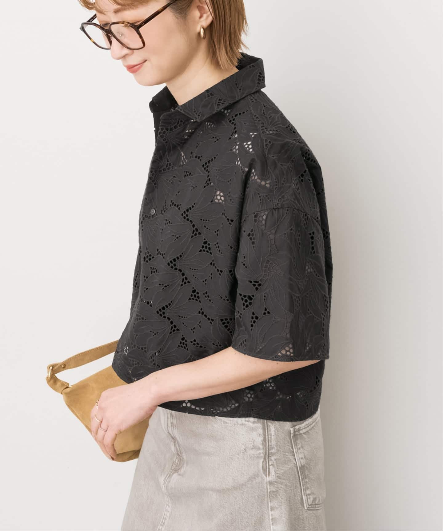 予約》TICCA / ティッカ 別注レース半袖シャツ*（シャツ／ブラウス