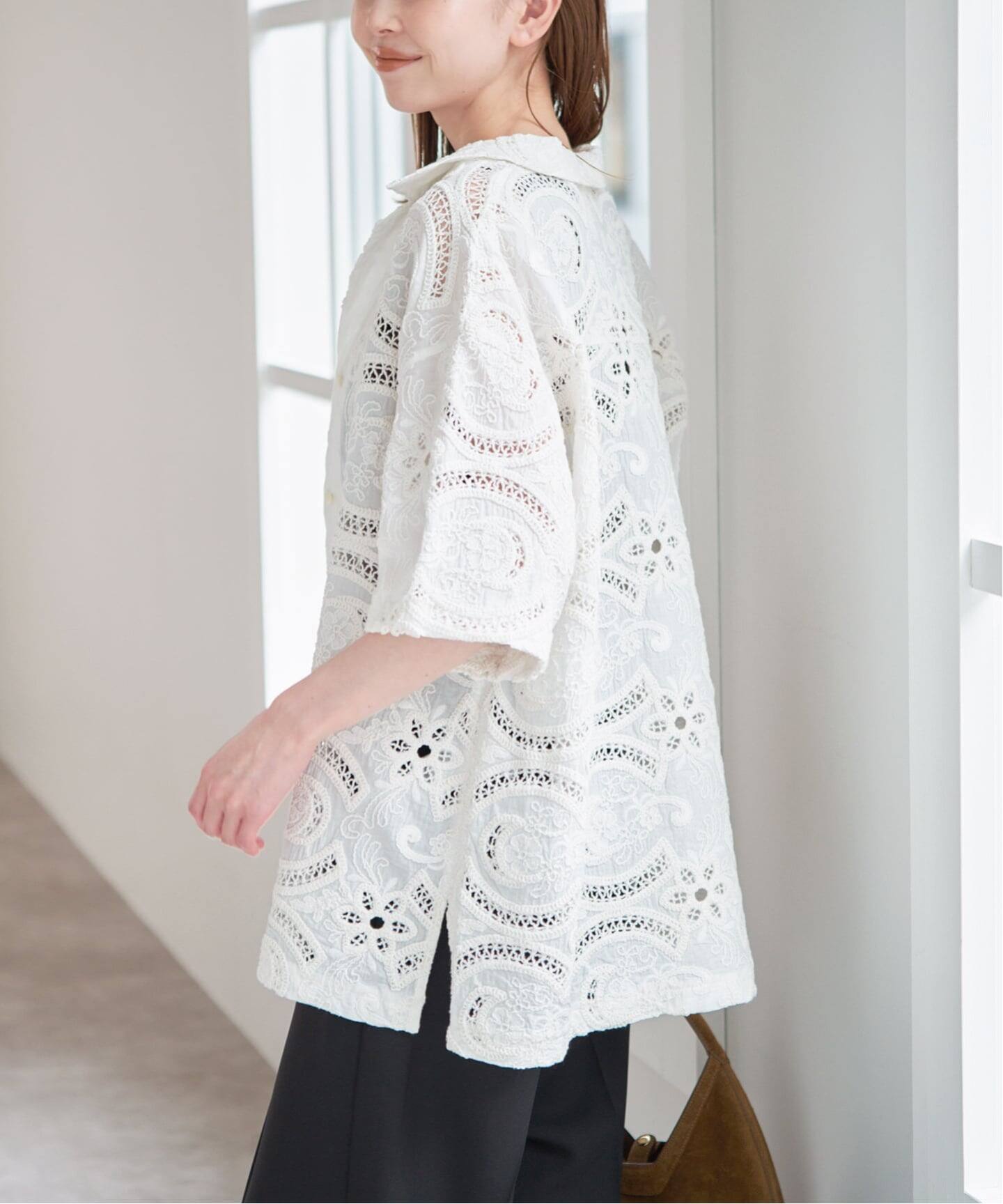 オープンカラーレースシャツ（シャツ／ブラウス）｜UBY Spick & Span 