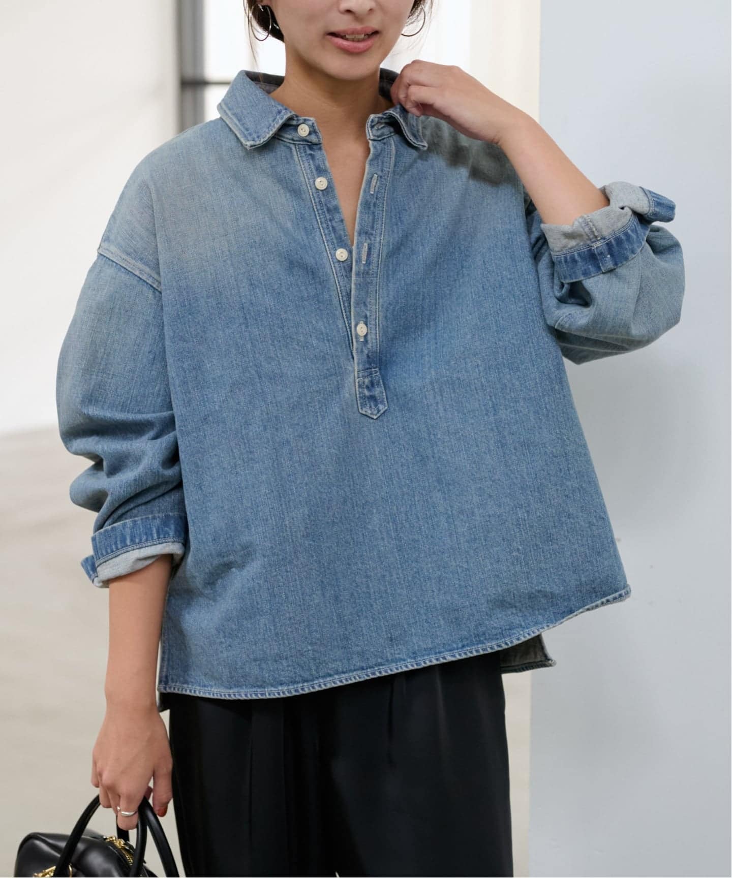 ≪WEB限定 / 追加≫デニムプルオーバーシャツ（シャツ／ブラウス