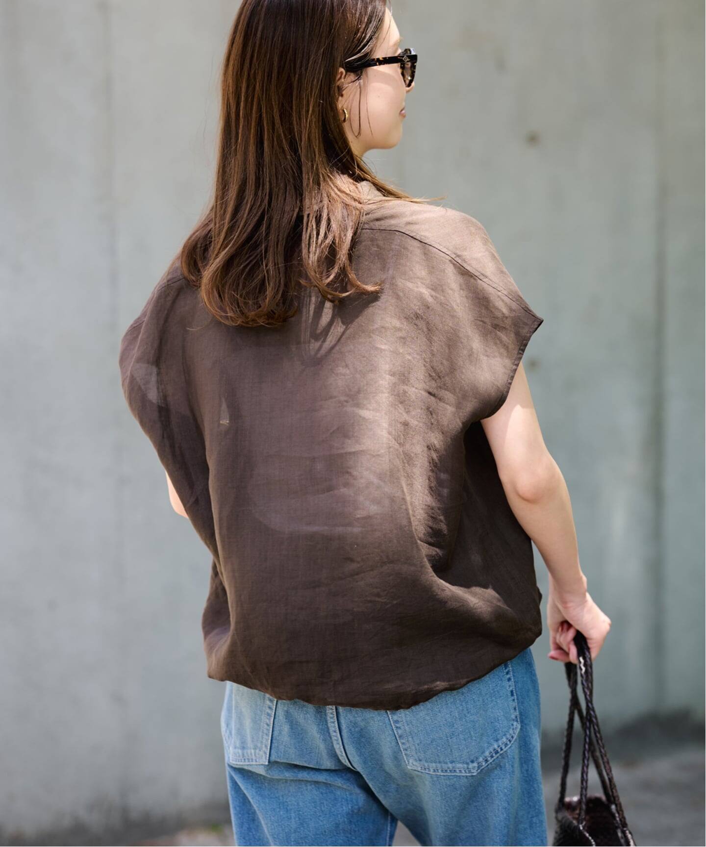 ラミーキャップスリーブドロストシャツ（シャツ／ブラウス 