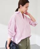 綿麻ストライプレギュラーシャツ