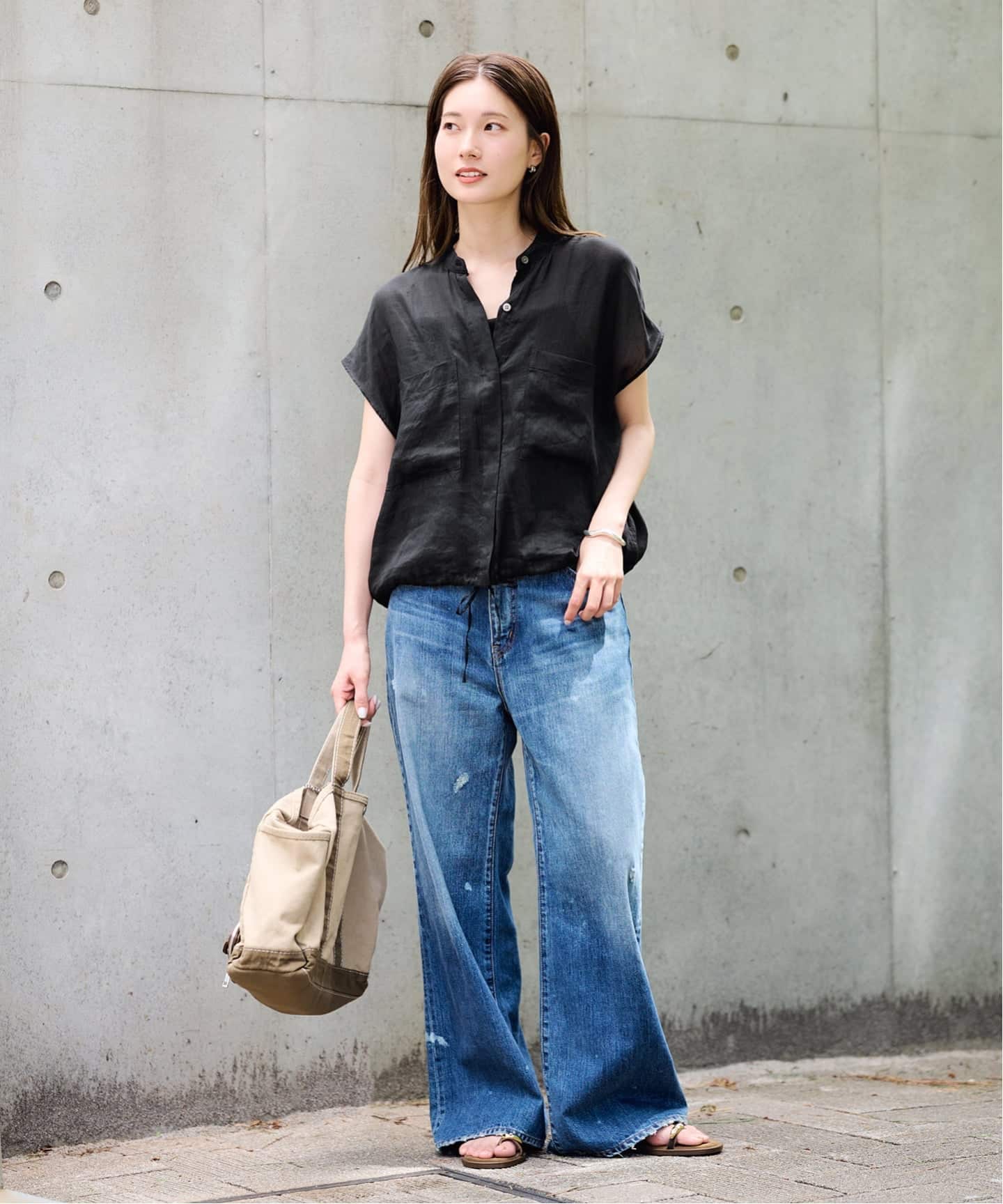 ≪WEB限定 / 予約≫フィブリルラミーキャップスリーブドロストシャツ