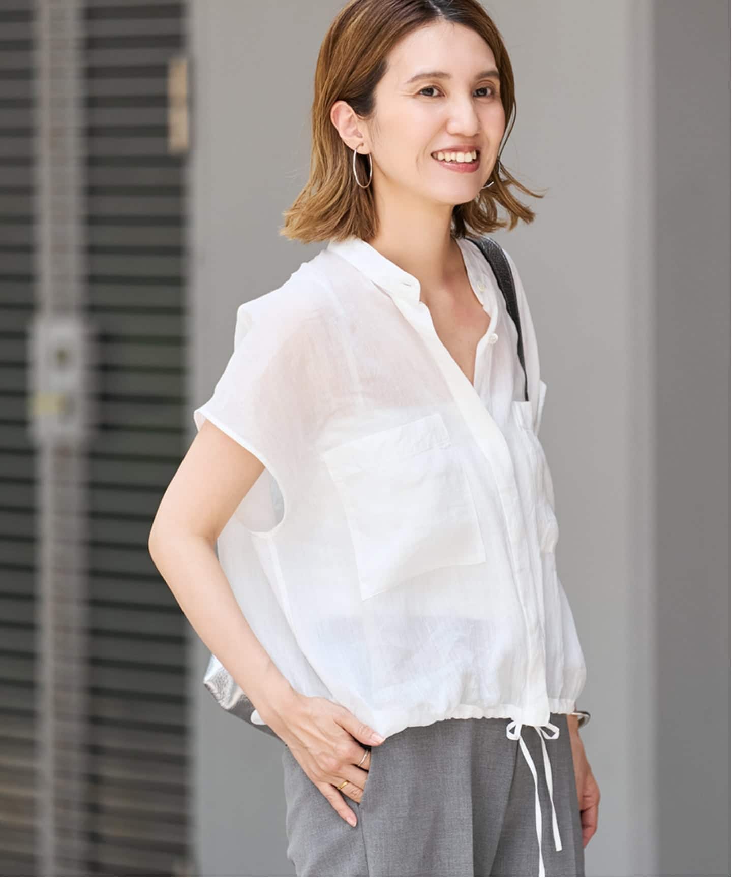 ≪WEB限定 / 予約≫フィブリルラミーキャップスリーブドロストシャツ