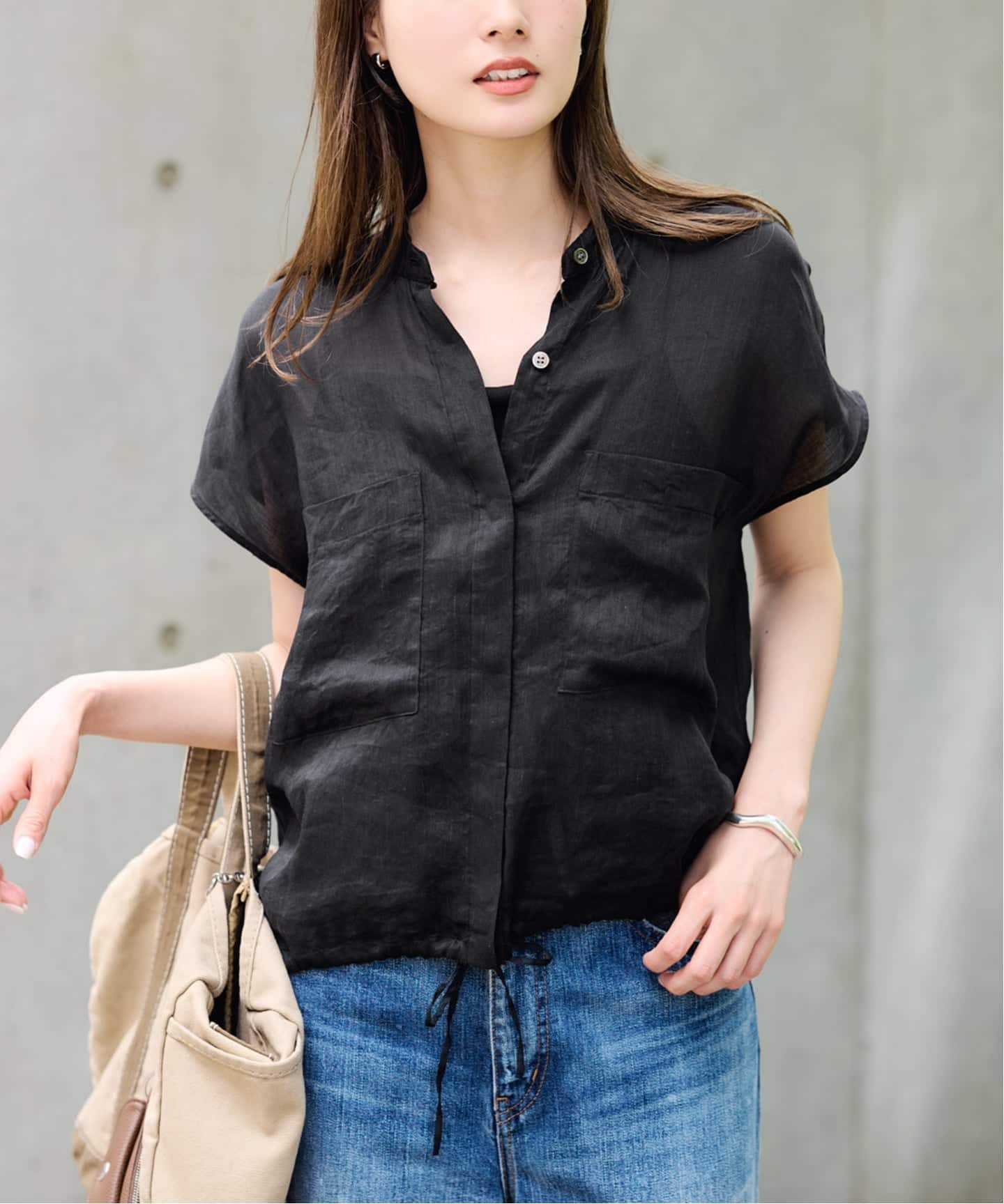≪WEB限定 / 予約≫フィブリルラミーキャップスリーブドロストシャツ
