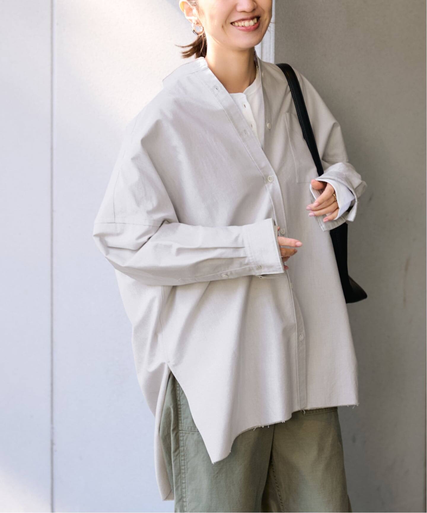 FRAMeWORK／フレームワーク★　バンドカラー　プルオーバー　ロングシャツ バンドカラーロングシャツ（シャツ／ブラウス）｜FRAMeWORK（フレーム