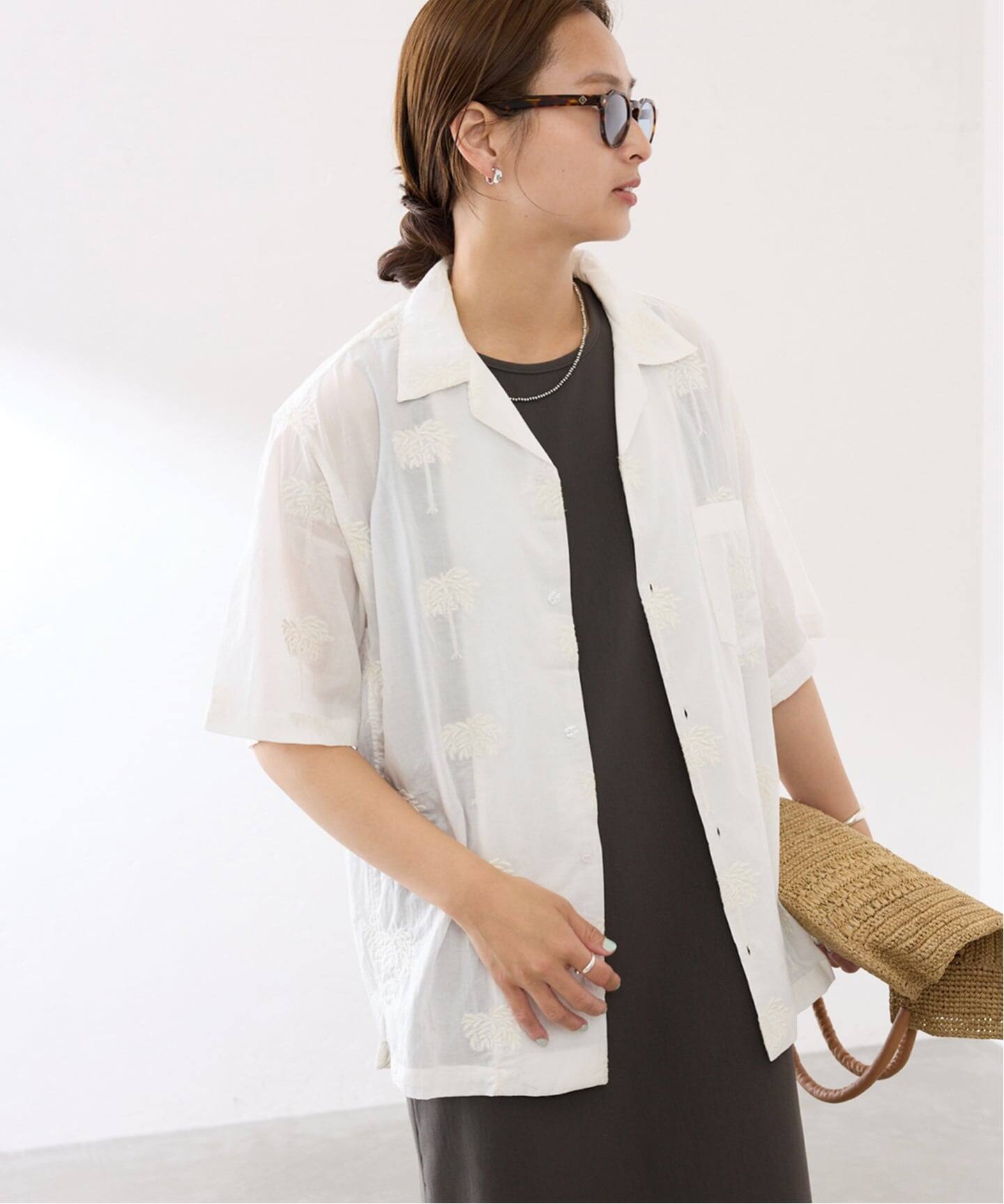 COUTURE DADAM/クチュールドアダム parm tree embroidery シャツ