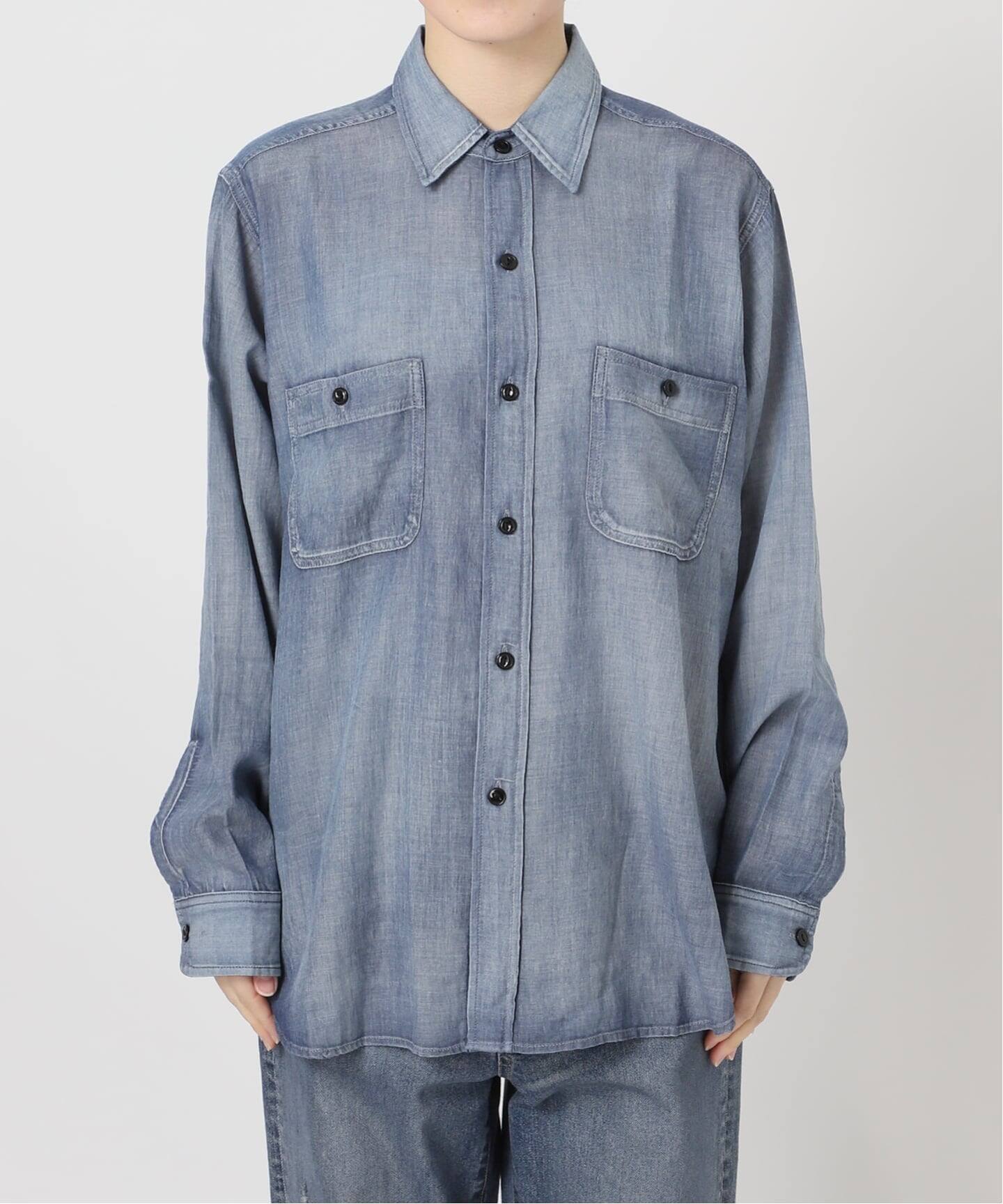 新品　FRAMeWORK PAYDAY 別注シアーワークシャツ　ブルー ≪追加≫PAYDAY/ペイデイ 別注シアーワークシャツ（シャツ／ブラウス