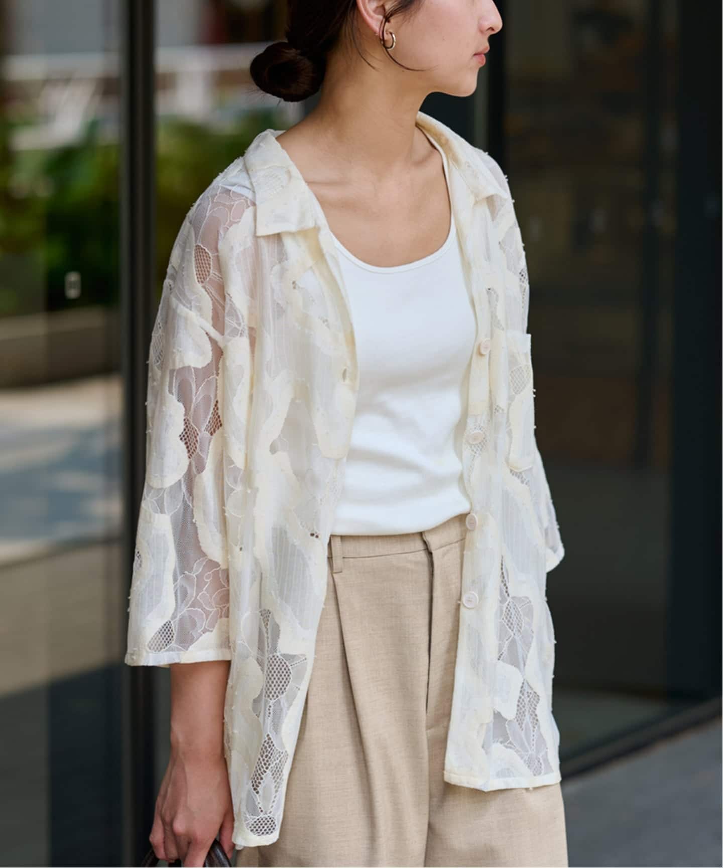 ≪追加予約≫ESTHE OVERSIZED SHEER LACE シャツ（シャツ／ブラウス
