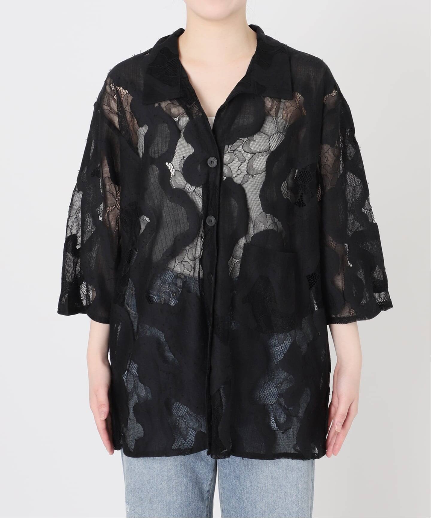 ≪追加予約≫ESTHE OVERSIZED SHEER LACE シャツ（シャツ／ブラウス