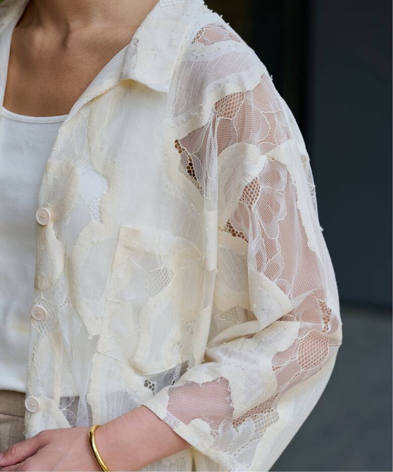 ≪追加予約≫ESTHE OVERSIZED SHEER LACE シャツ（シャツ／ブラウス 