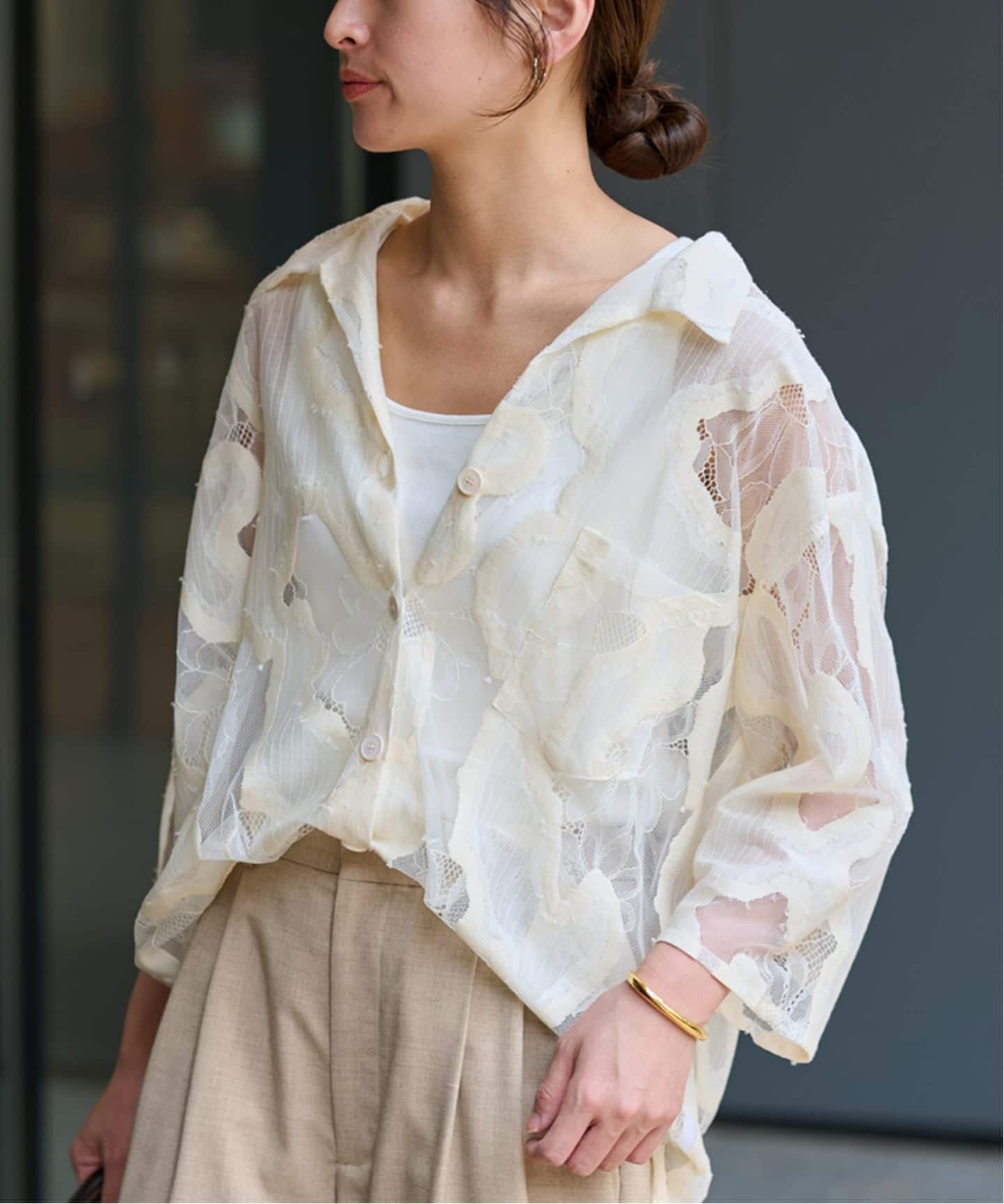 ≪追加≫ESTHE OVERSIZED SHEER LACE シャツ（シャツ／ブラウス