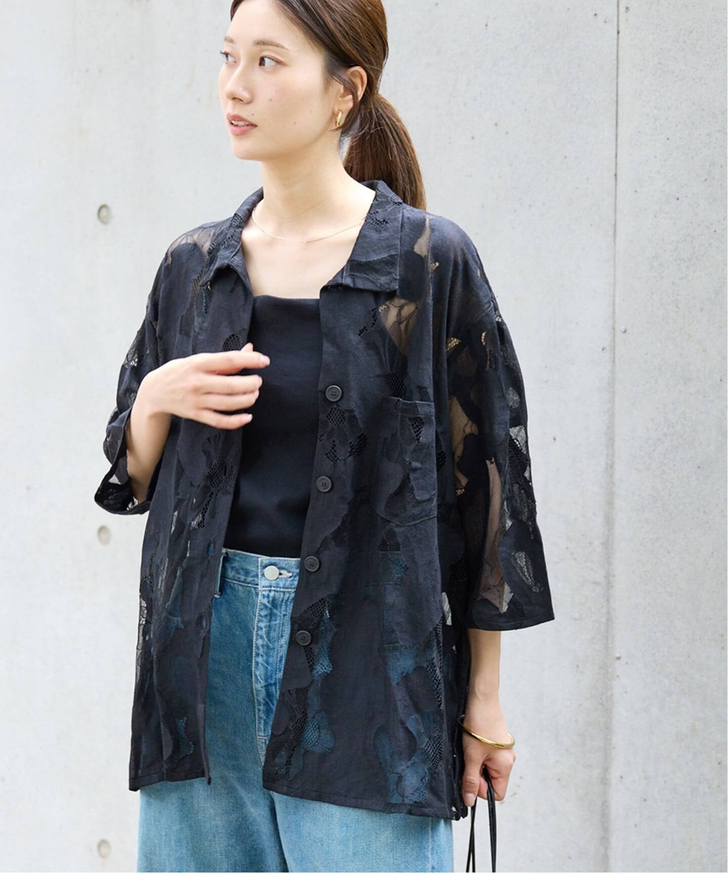 ≪追加≫ESTHE OVERSIZED SHEER LACE シャツ（シャツ／ブラウス 