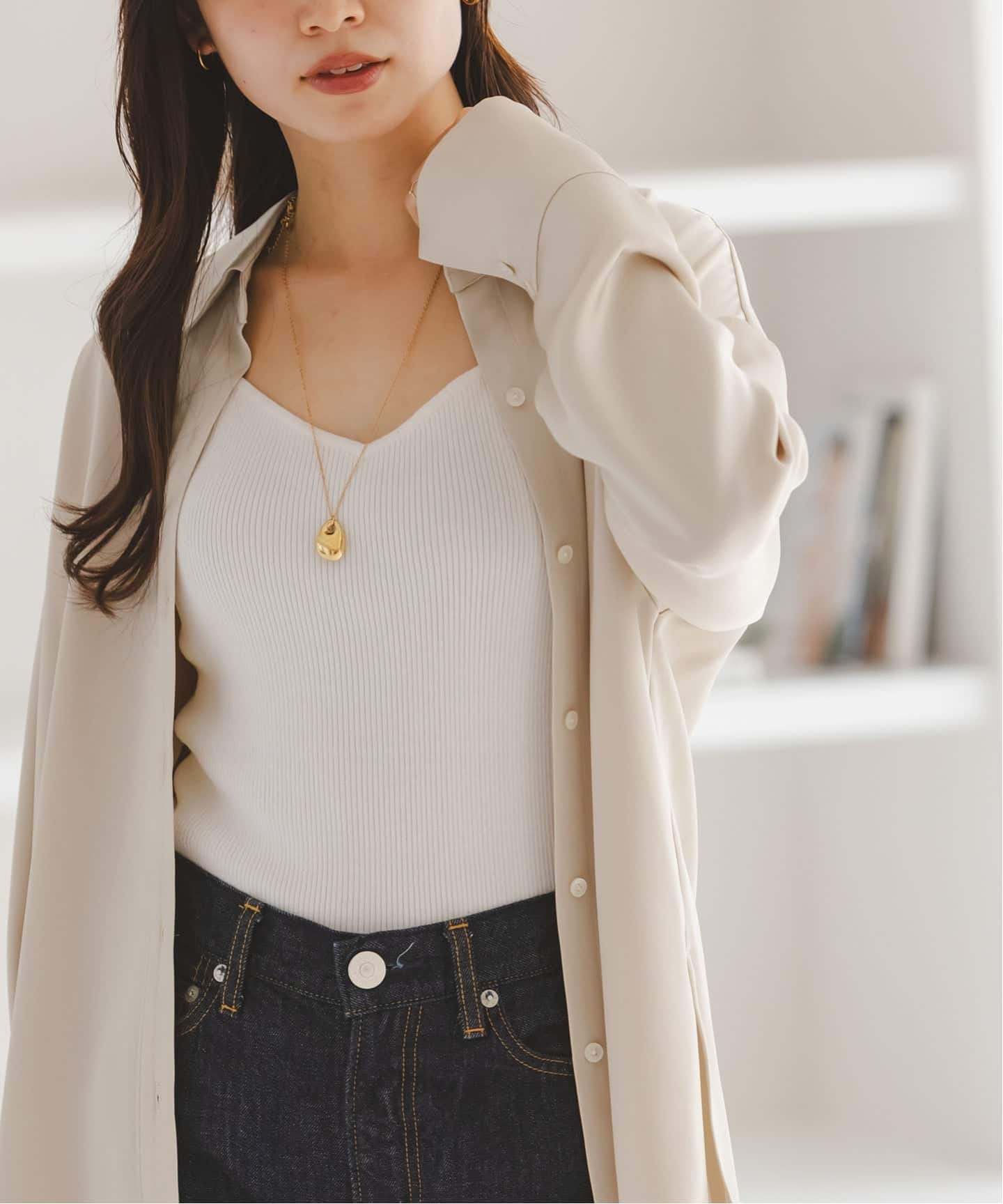 26SS先行予約》ルナサテンドレープシャツ（シャツ／ブラウス）｜NOBLE