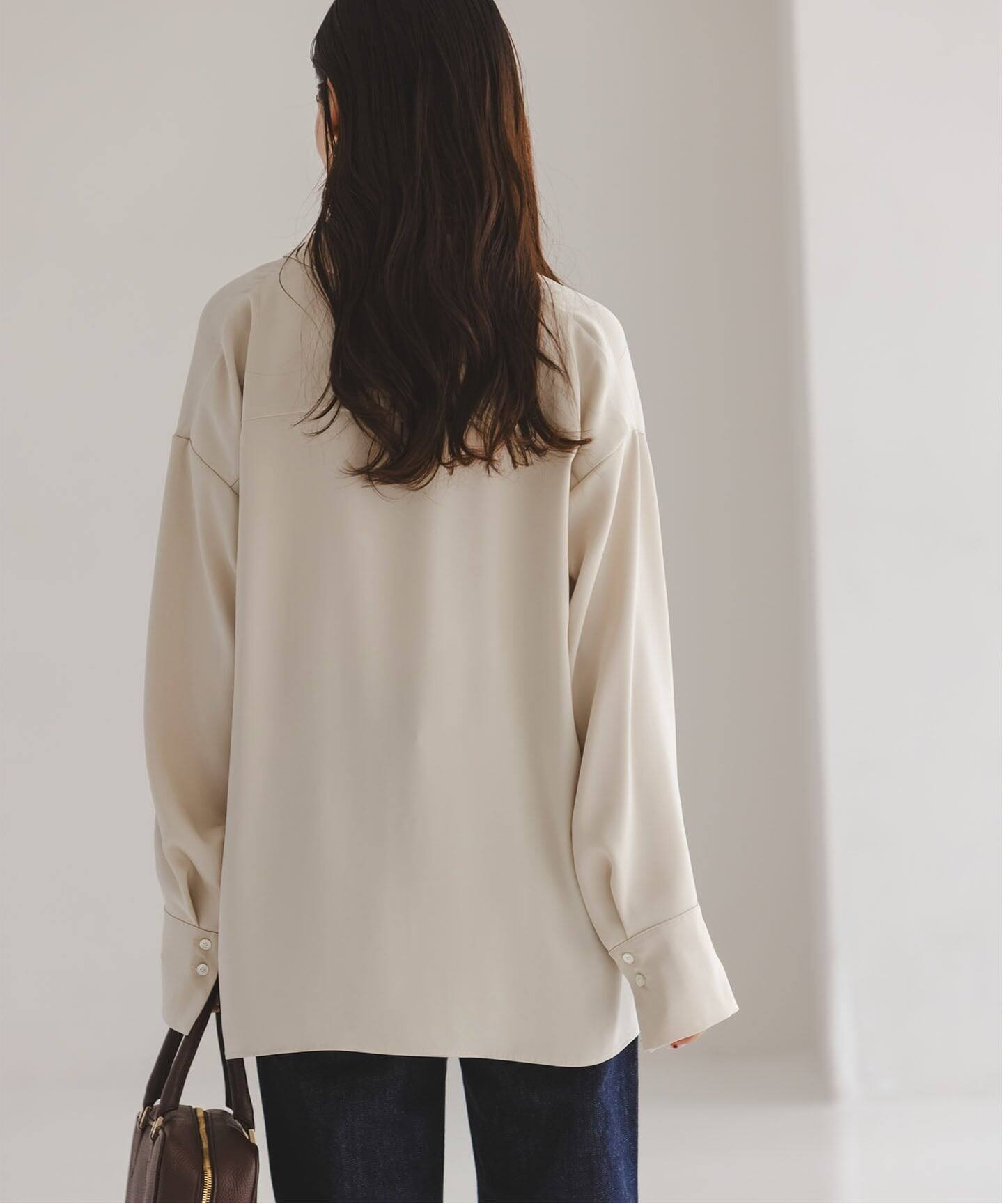 セットアップ対応》ルナサテンドレープシャツ（シャツ／ブラウス