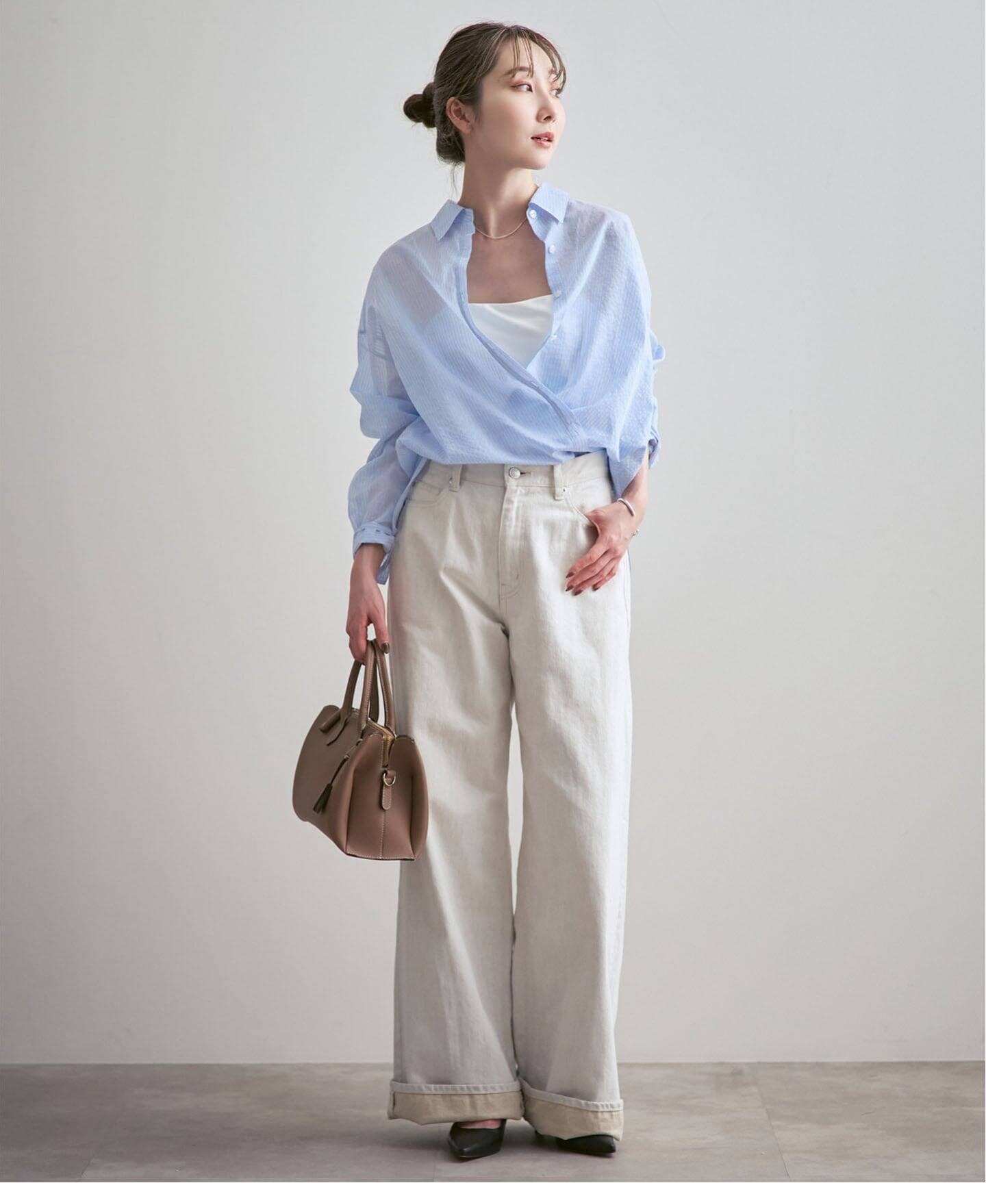 シアーストライプ2wayシャツ（シャツ／ブラウス）｜NOBLE（ノーブル