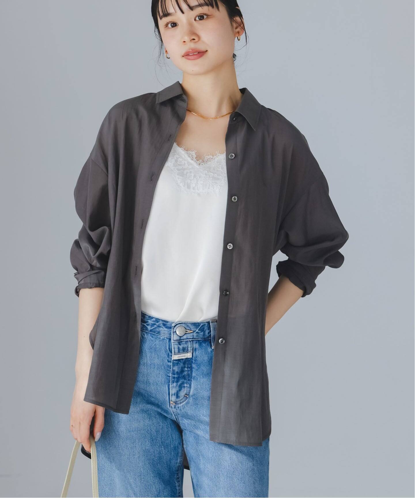 洗える】シルキーコットンフォルムシャツ（シャツ／ブラウス）｜NOBLE