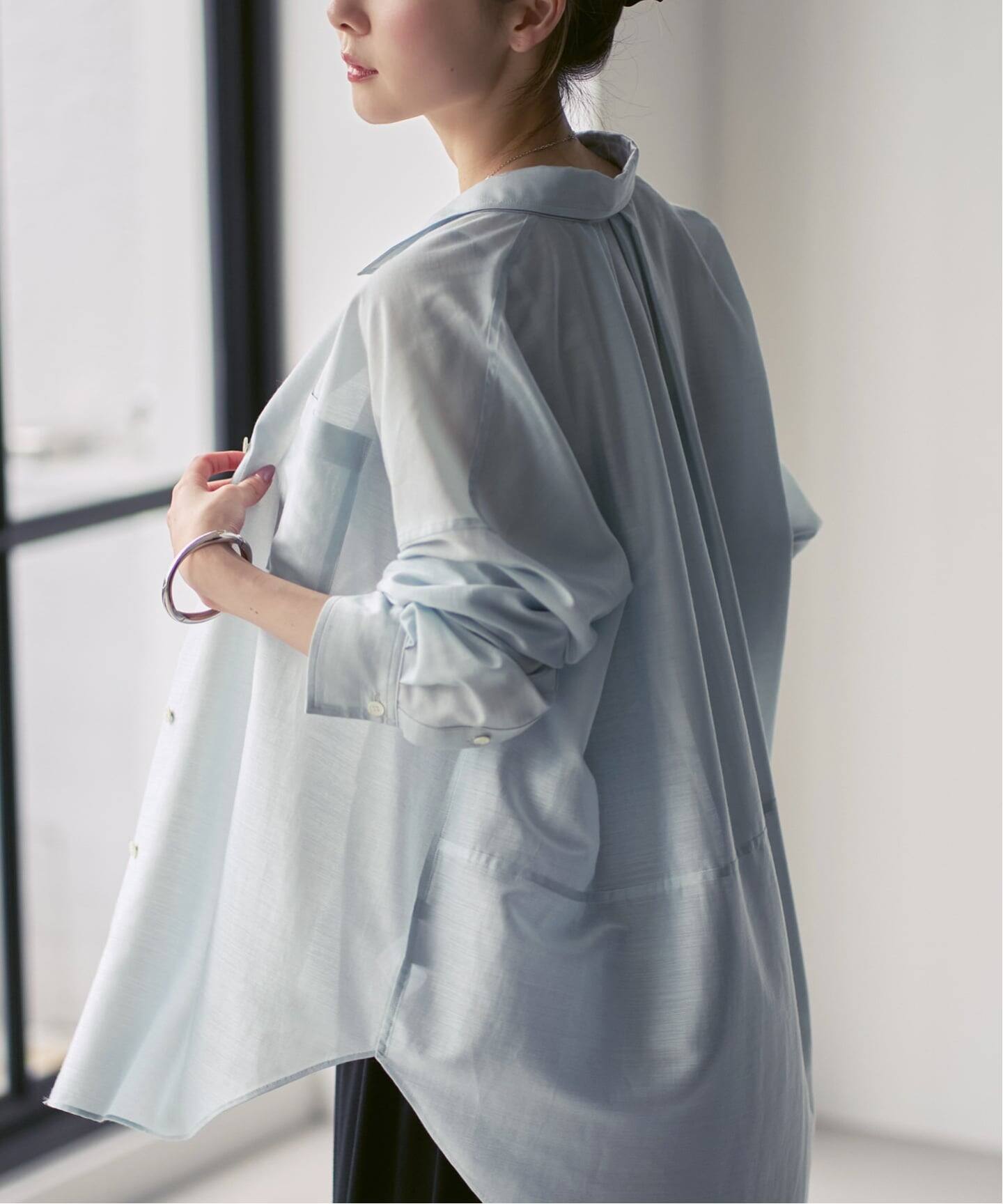 洗える】シャドーストライプエアリーシャツ（シャツ／ブラウス 