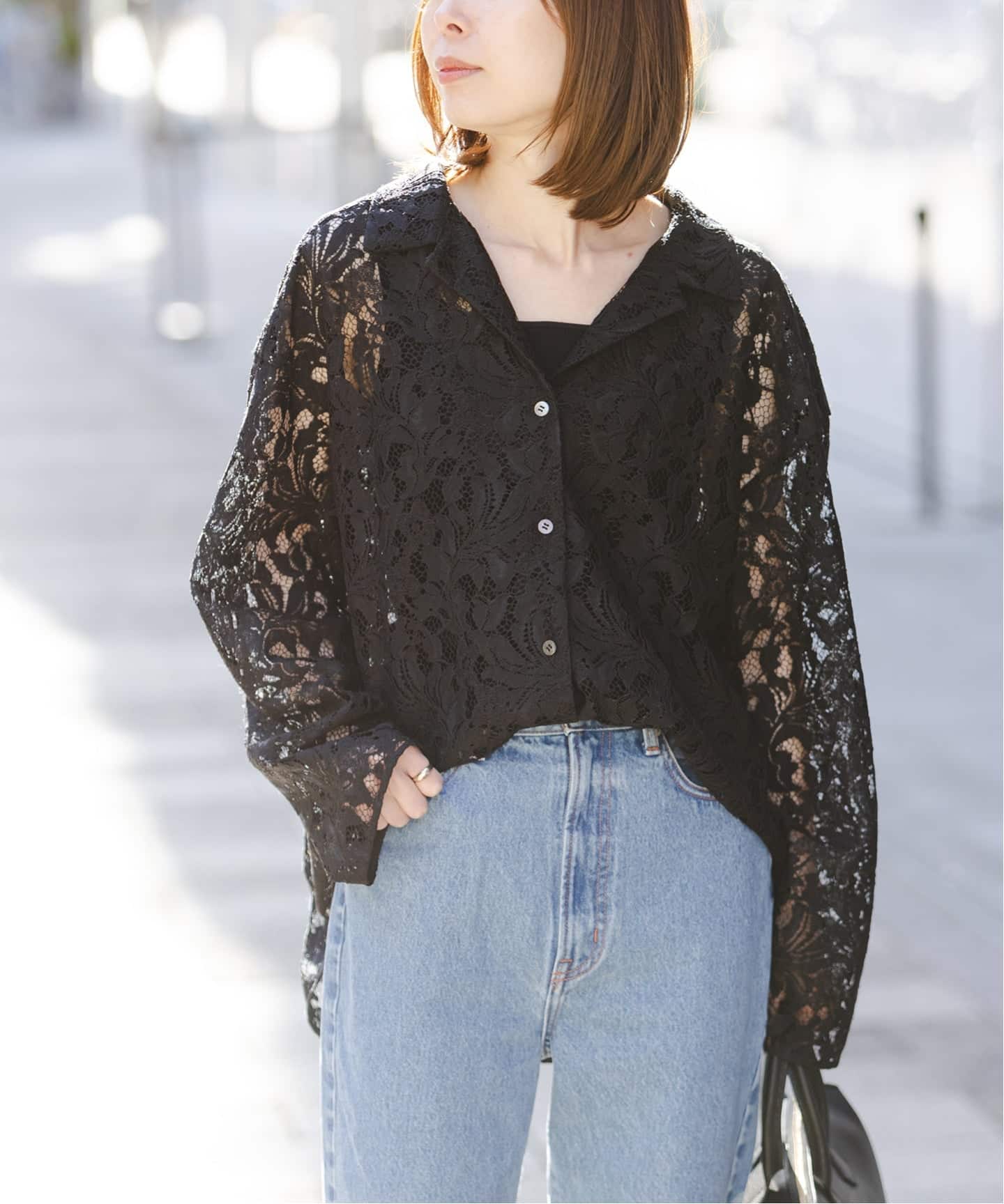 追加予約》ボタニカルレースオープンカラーシャツ（シャツ／ブラウス