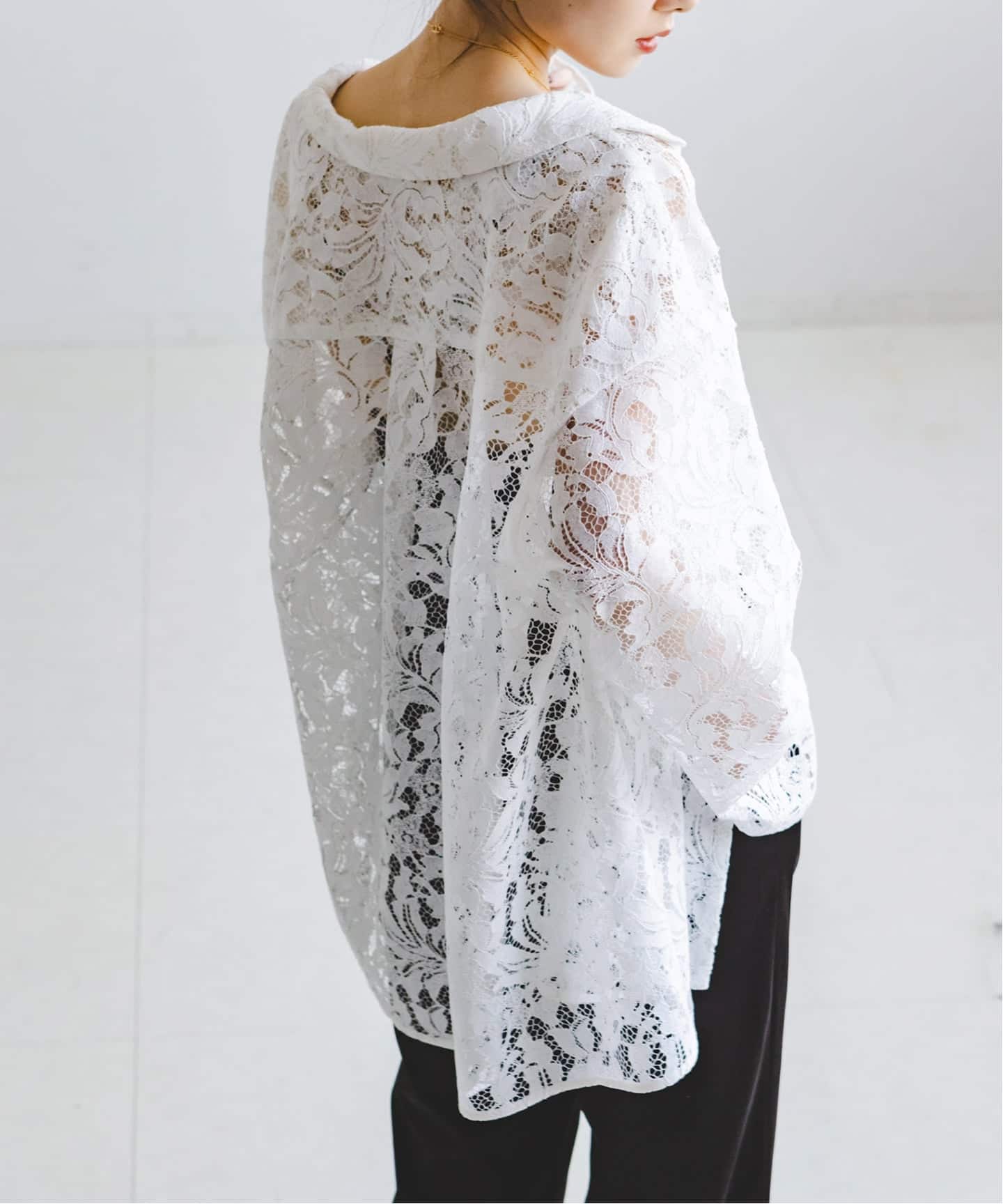 追加予約》ボタニカルレースオープンカラーシャツ（シャツ／ブラウス