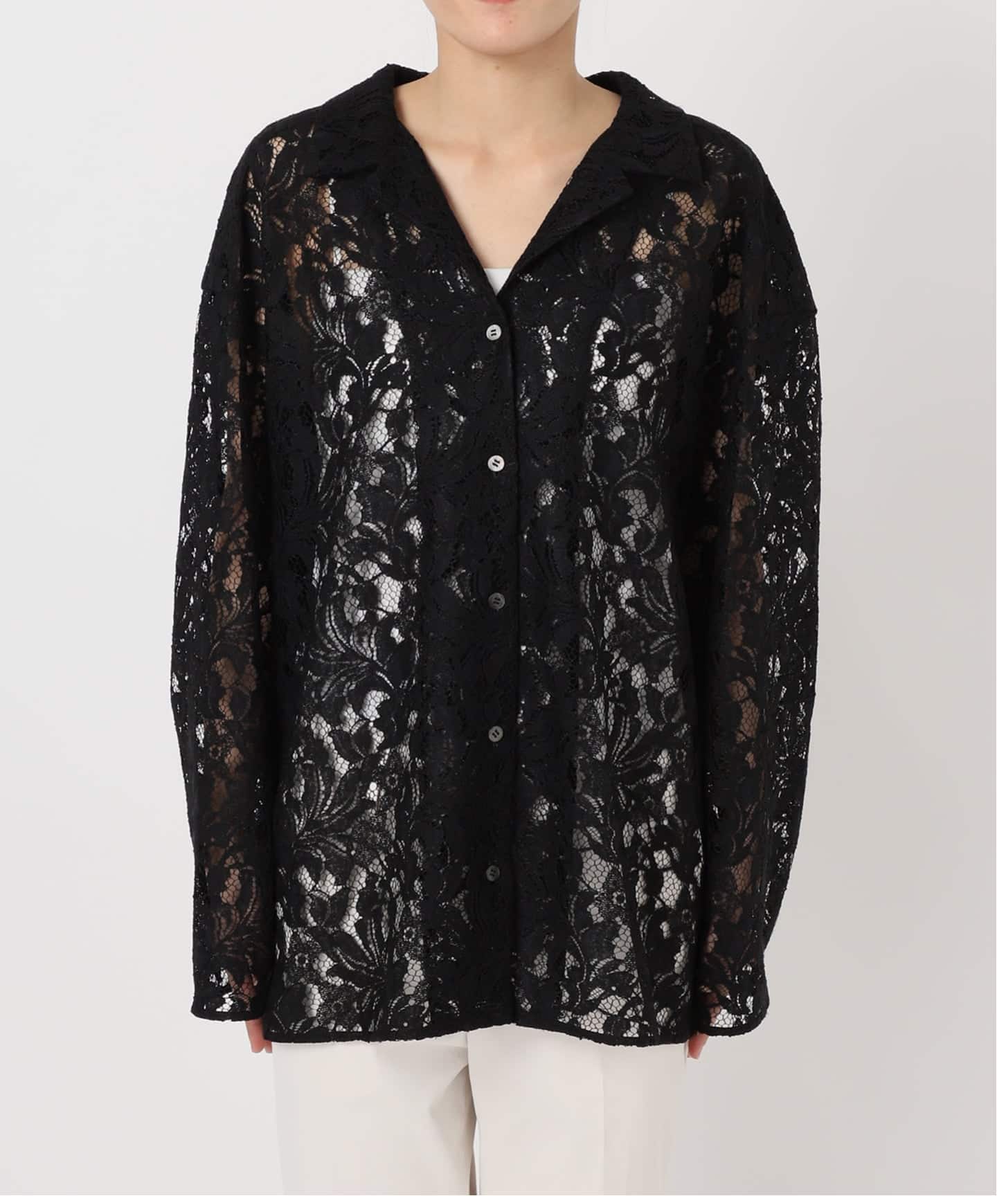 追加予約》ボタニカルレースオープンカラーシャツ（シャツ／ブラウス