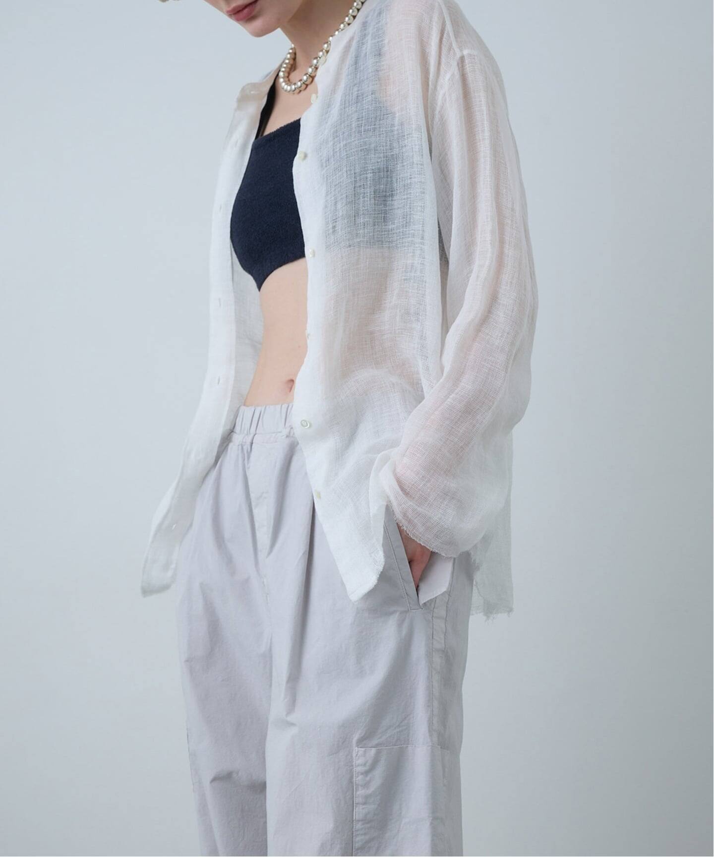 LINEN MESH SHIRT/リネンメッシュシャツ（シャツ／ブラウス）｜CALMER