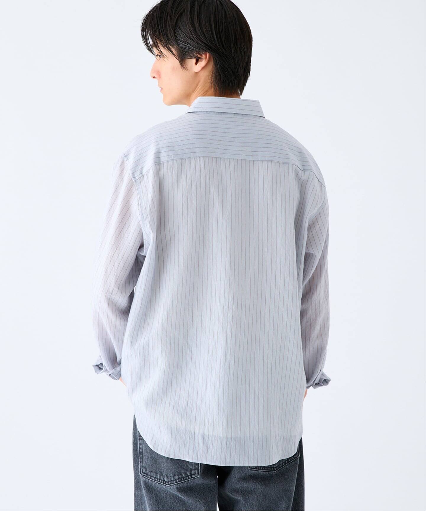 コンテ conte グレー ストライプシャツ NVL レギュラーカラーシャツ Cu 