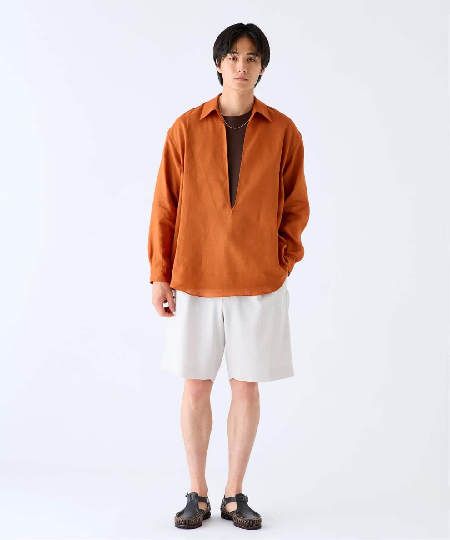 EDIFICE リネンスキッパーシャツ リネン スキッパー シャツ（シャツ／ブラウス）｜EDIFICE
