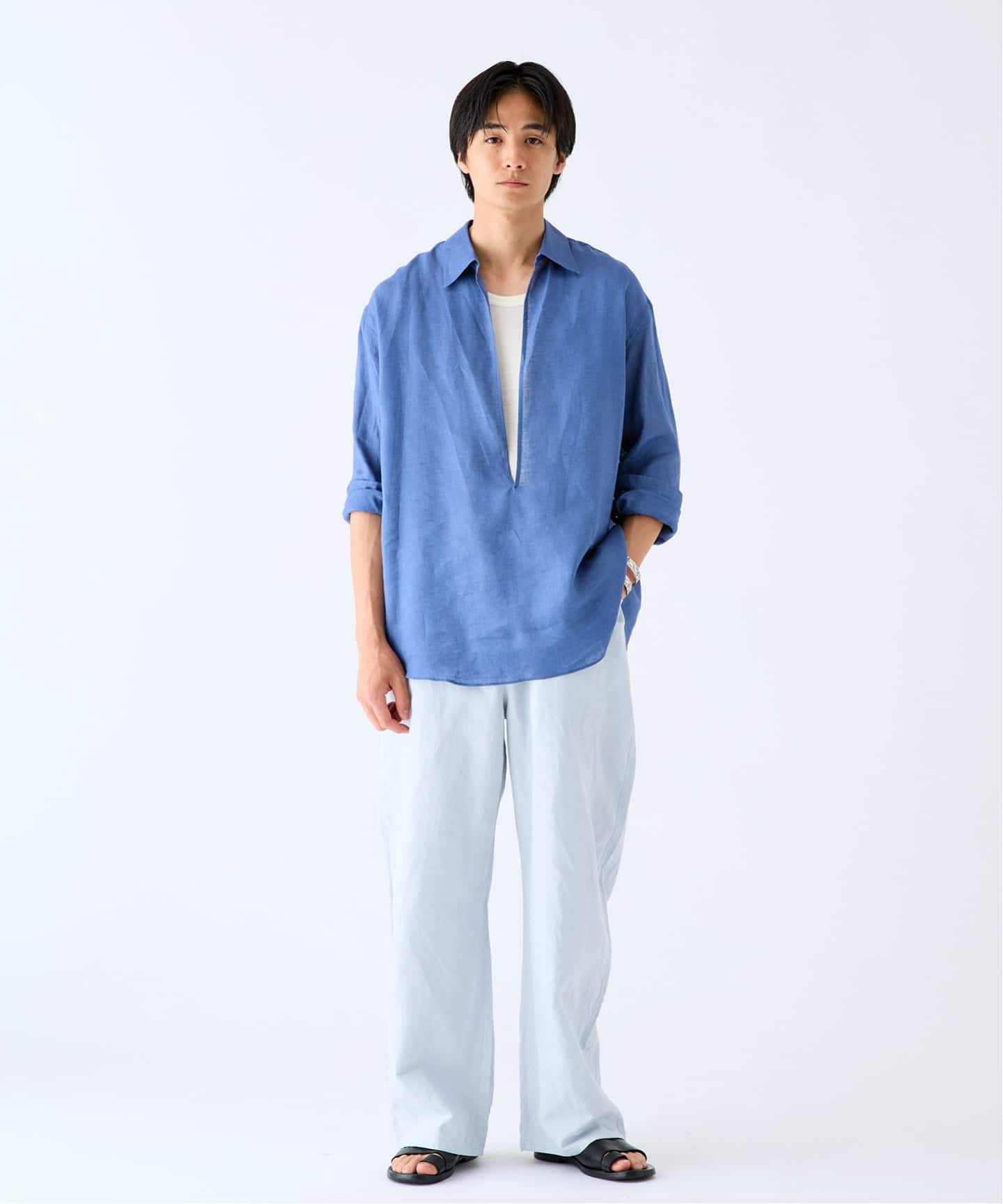 リネン スキッパー シャツ（シャツ／ブラウス）｜EDIFICE