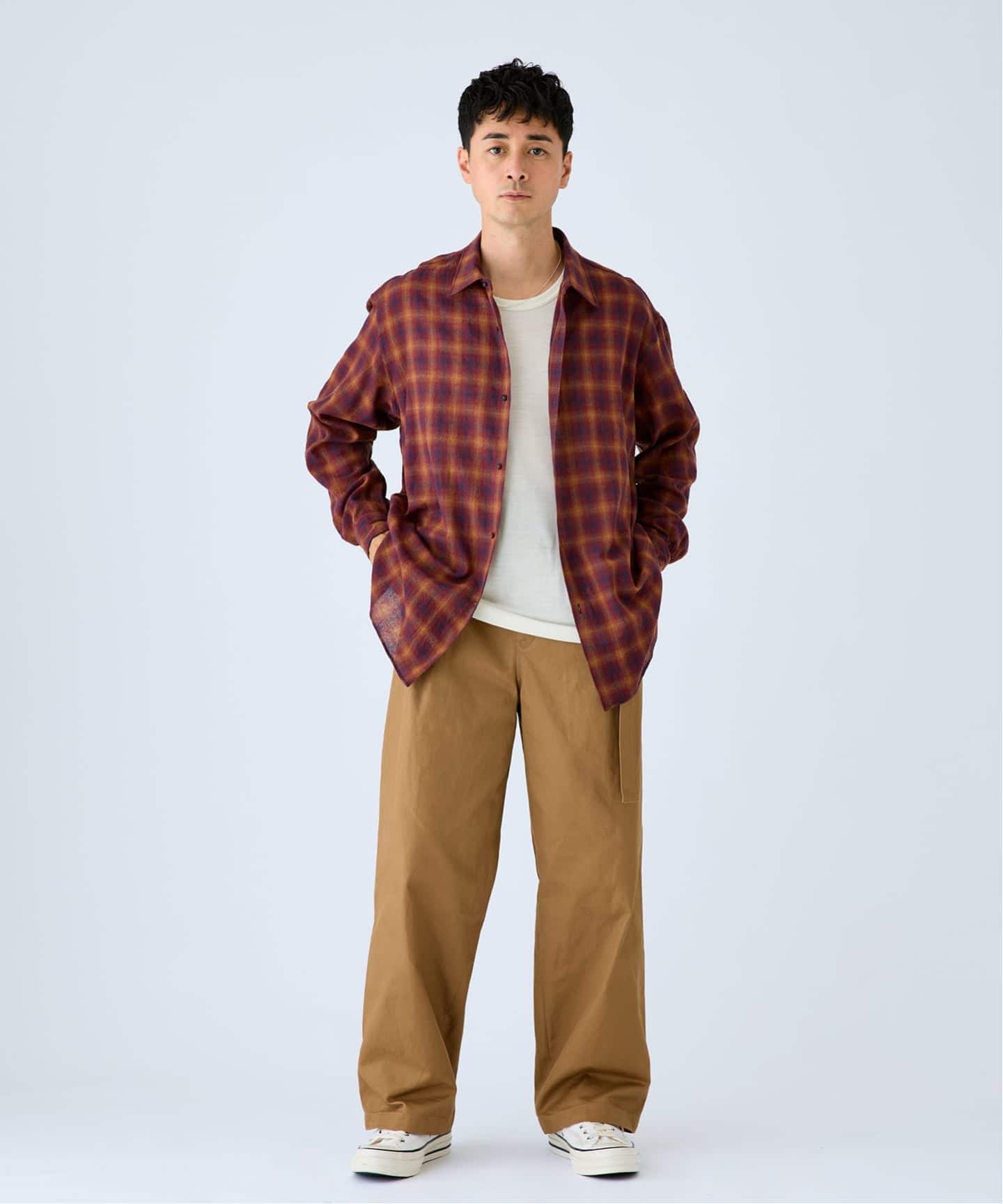 予約》ETS.MATERIAUX(マテリオ) チェック フレンチ ワーク シャツ