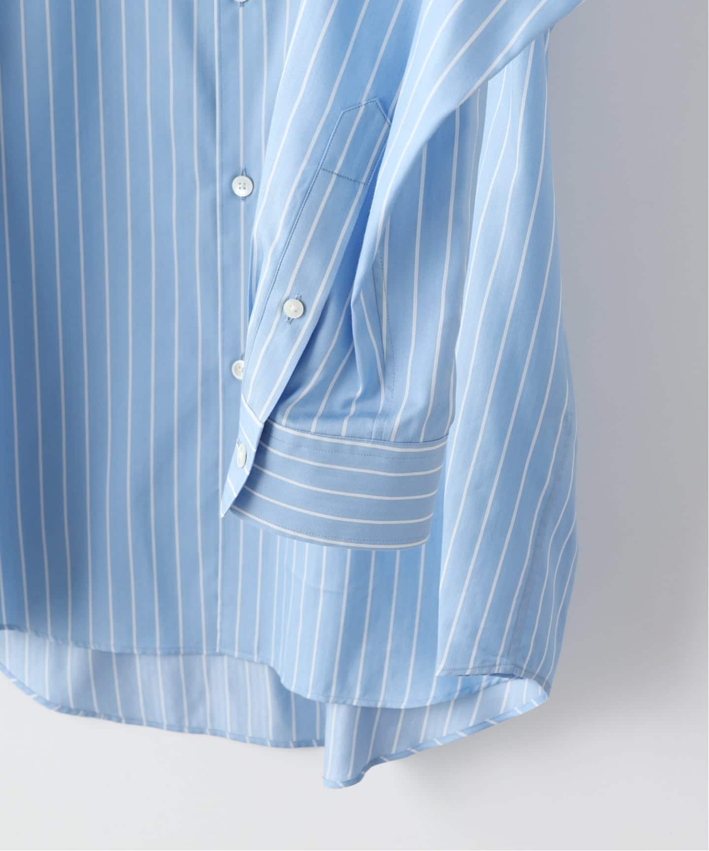 AURALEE (オーラリー) COTTON SILK STRIPE STAND COLLAR（シャツ