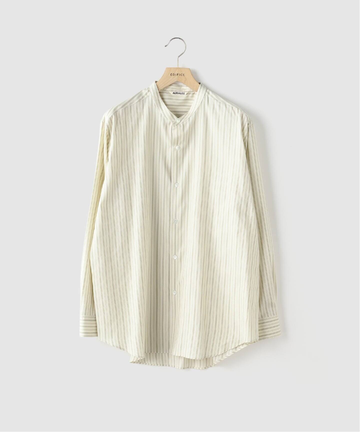 AURALEE (オーラリー) COTTON SILK STRIPE STAND COLLAR（シャツ 