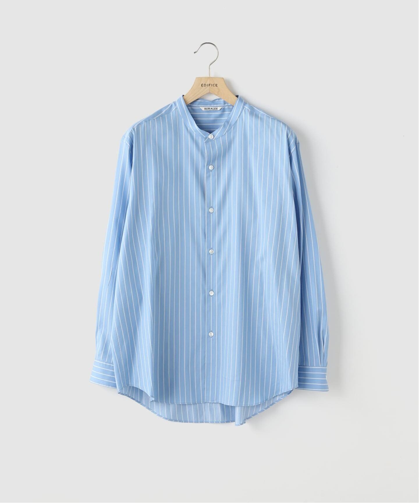 AURALEE (オーラリー) COTTON SILK STRIPE STAND COLLAR（シャツ 